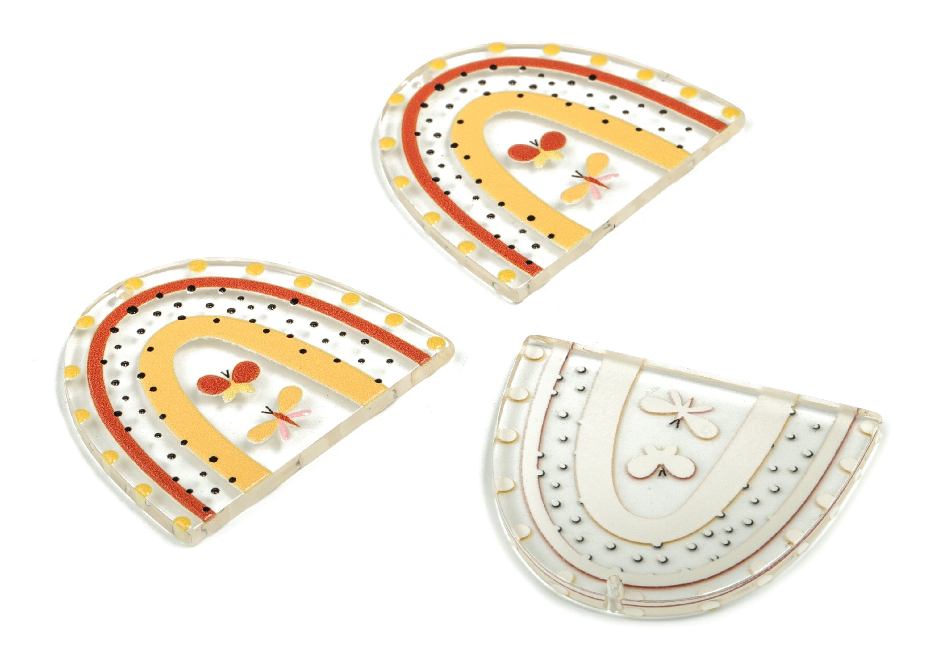 Acrylic Rainbow Earring Charms - Acrylic Rainbow Bee Pandant - Earring Findings - Jewelry Making Supplies - 40.06x34.39x2.86mm - AC2246A - DOMEDBAZAAR