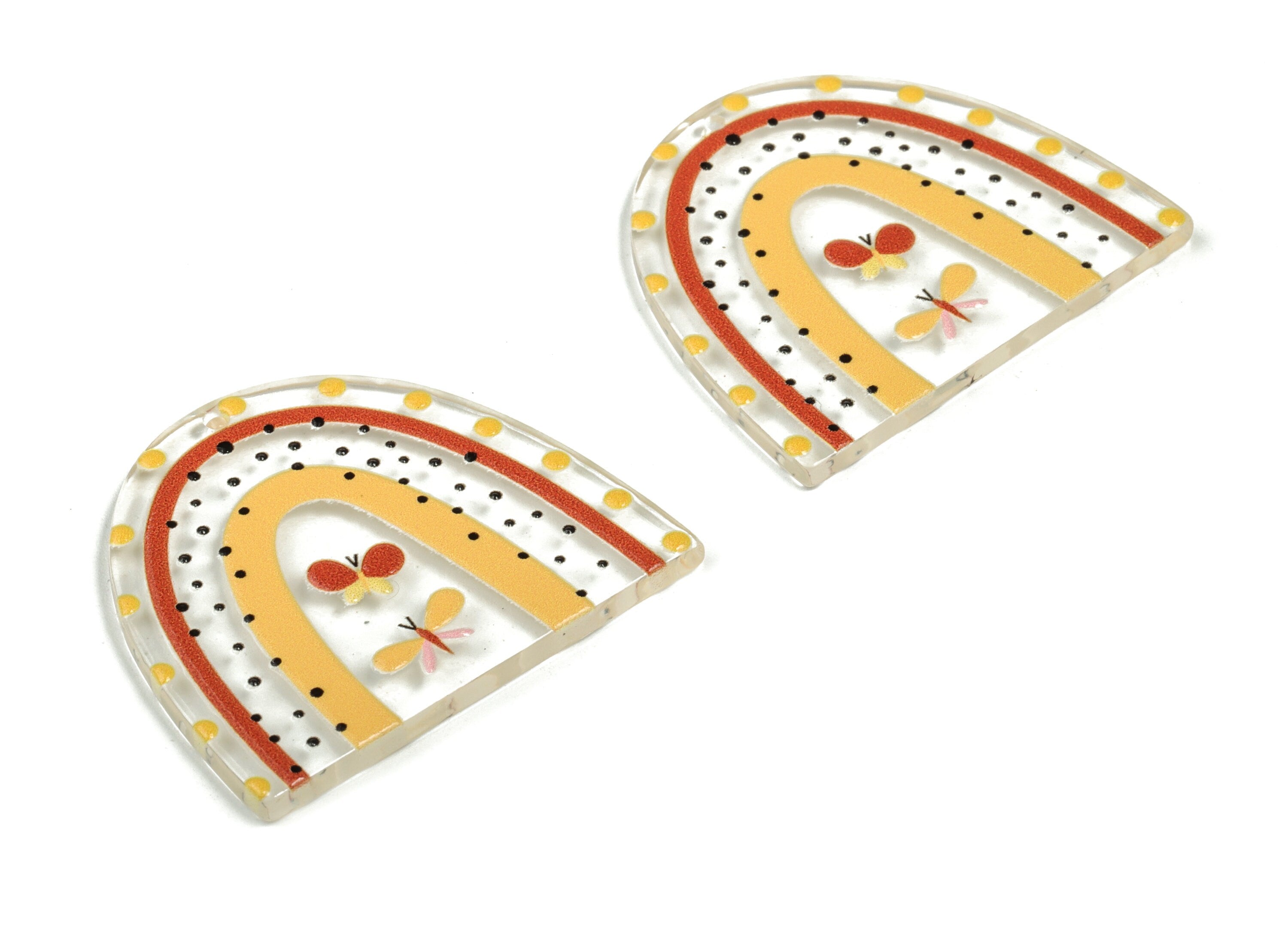 Acrylic Rainbow Earring Charms - Acrylic Rainbow Bee Pandant - Earring Findings - Jewelry Making Supplies - 40.06x34.39x2.86mm - AC2246A - DOMEDBAZAAR