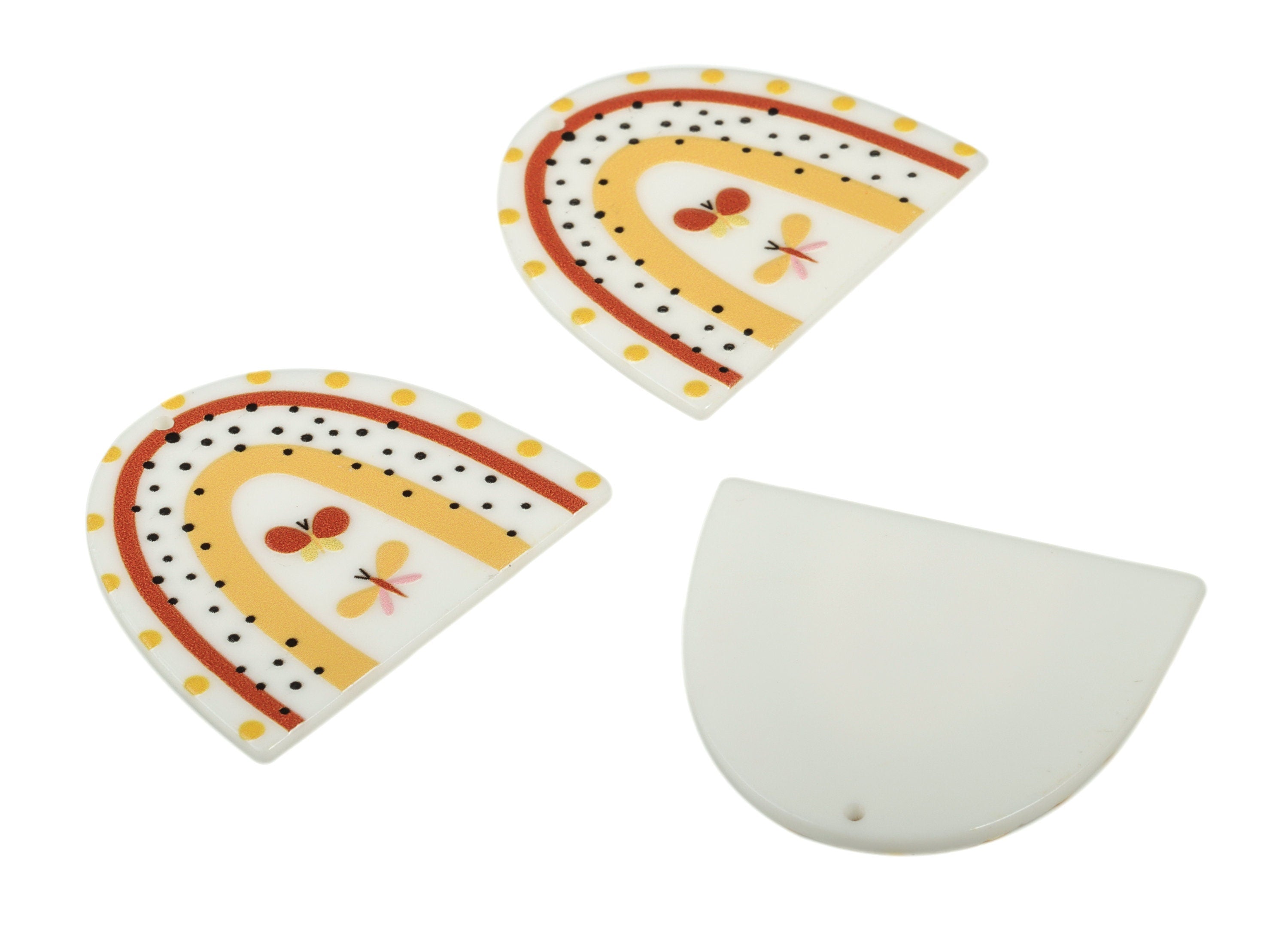 Acrylic Rainbow Earring Charms - Acrylic Rainbow Bee Pandant - Earring Findings - Jewelry Making Supplies - 39.98x34.27x2.38mm - AC2246B - DOMEDBAZAAR