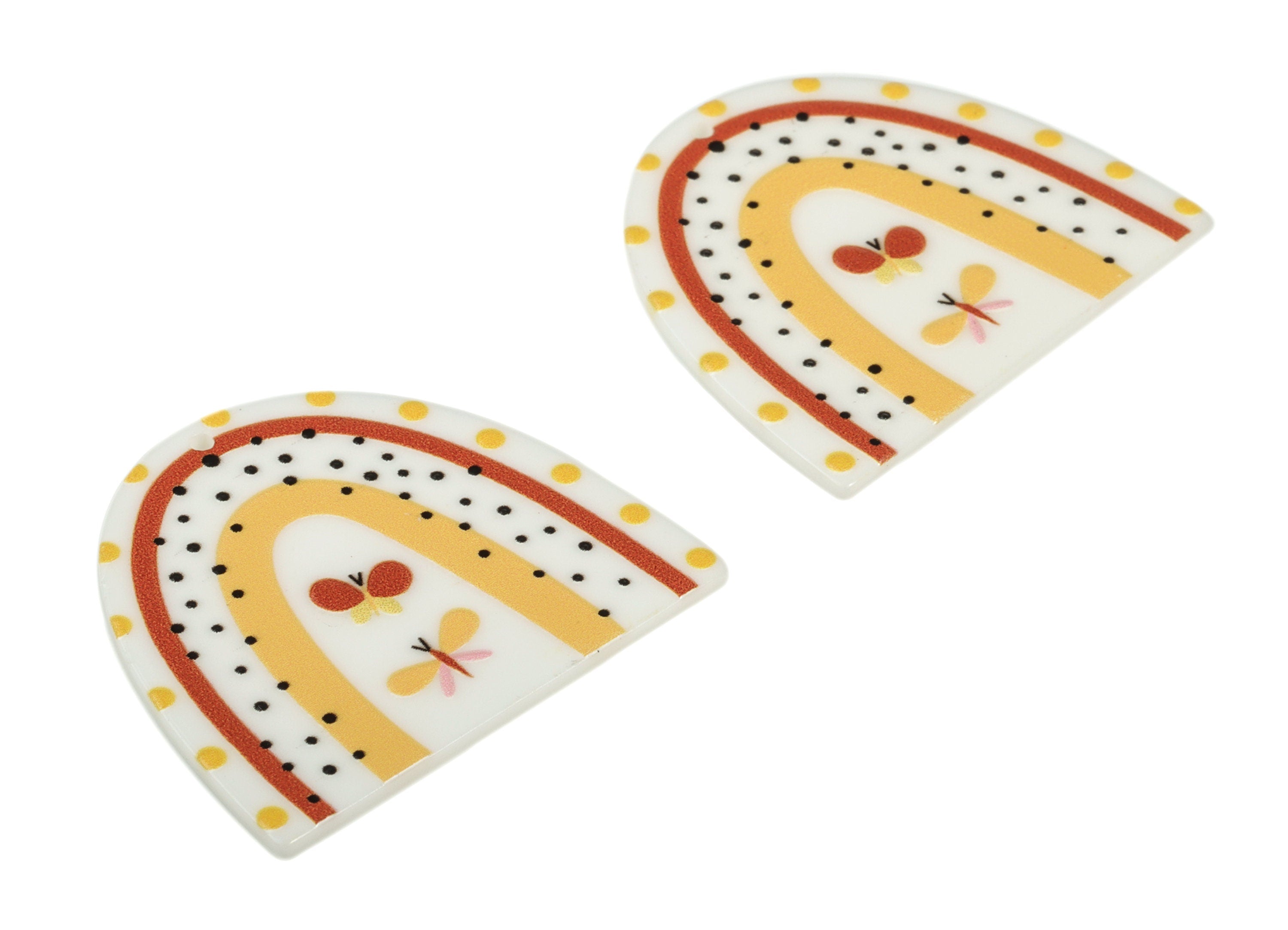 Acrylic Rainbow Earring Charms - Acrylic Rainbow Bee Pandant - Earring Findings - Jewelry Making Supplies - 39.98x34.27x2.38mm - AC2246B - DOMEDBAZAAR