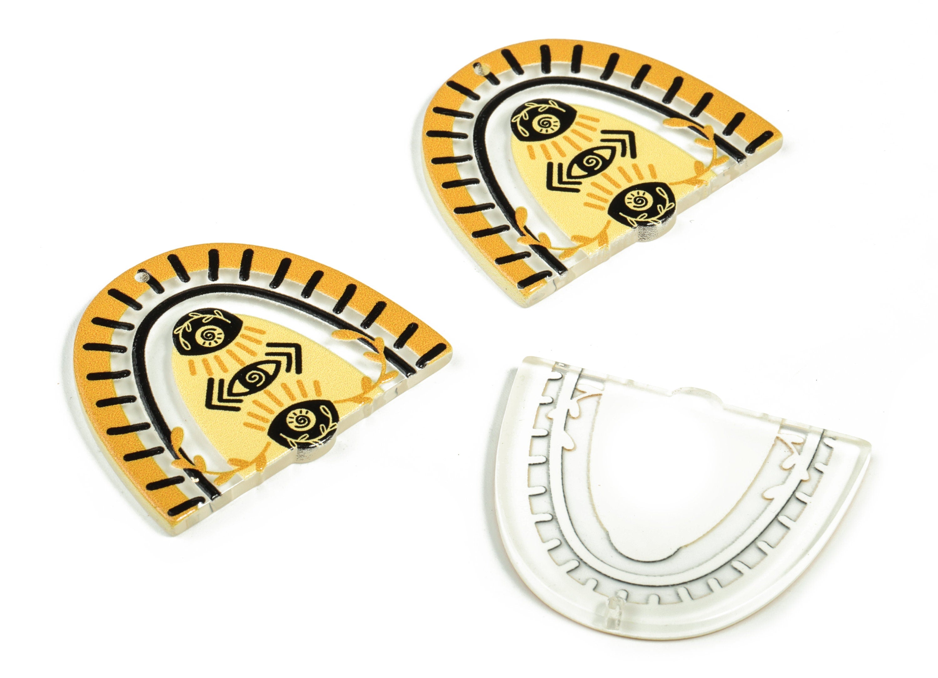 Acrylic Shield Eye Earring Charms - Acrylic Rainbow Branch Earrings - Earring Finding - Jewelry Supplies - 40.52x34.75x2.94mm - AC2247A - DOMEDBAZAAR