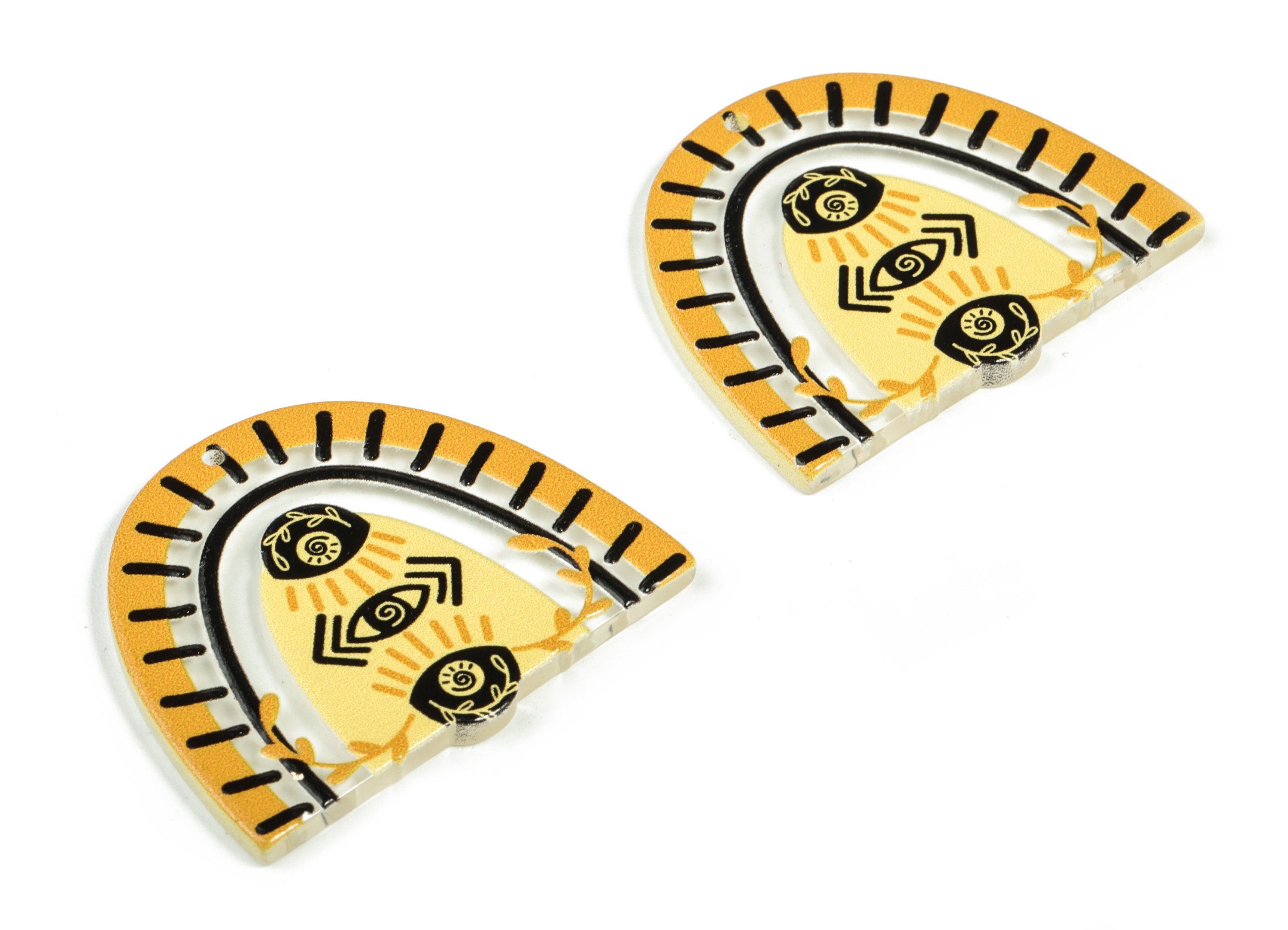 Acrylic Shield Eye Earring Charms - Acrylic Rainbow Branch Earrings - Earring Finding - Jewelry Supplies - 40.52x34.75x2.94mm - AC2247A - DOMEDBAZAAR