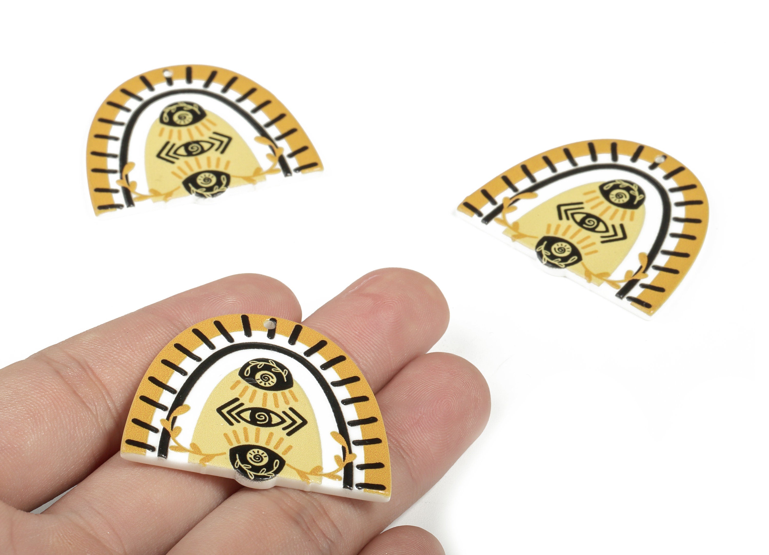 Acrylic Shield Eye Earring Charms - Acrylic Rainbow Branch Earrings - Earring Finding - Jewelry Supplies - 40.44x34.52x2.17mm - AC2247B - DOMEDBAZAAR