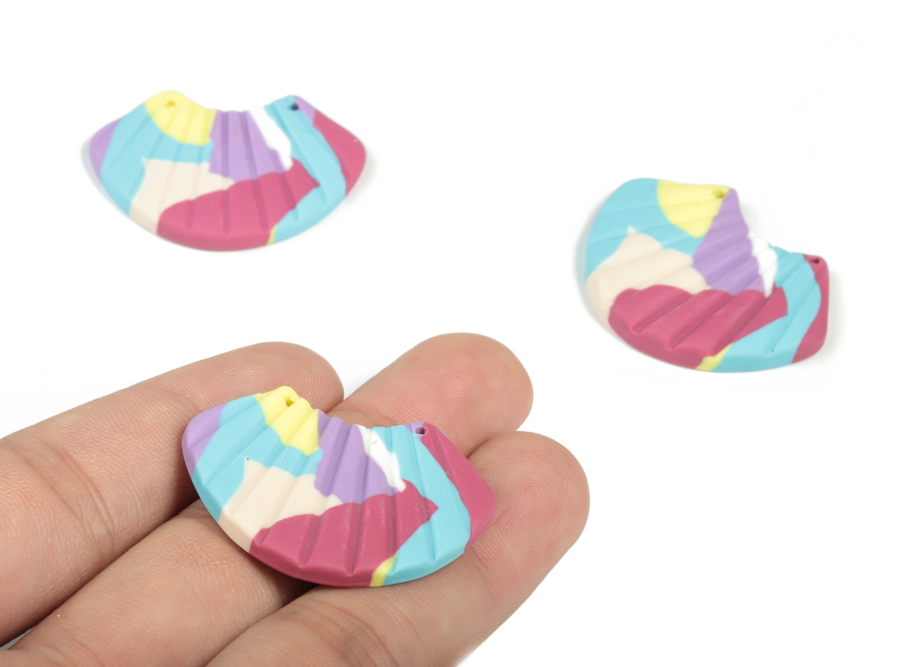 PolymerClay Sector Earring Connector - PolymerClay Sector Charms and Pandant - Jewelry Handmade - 36.3x27.89x3.77mm - PC2282B - DOMEDBAZAAR