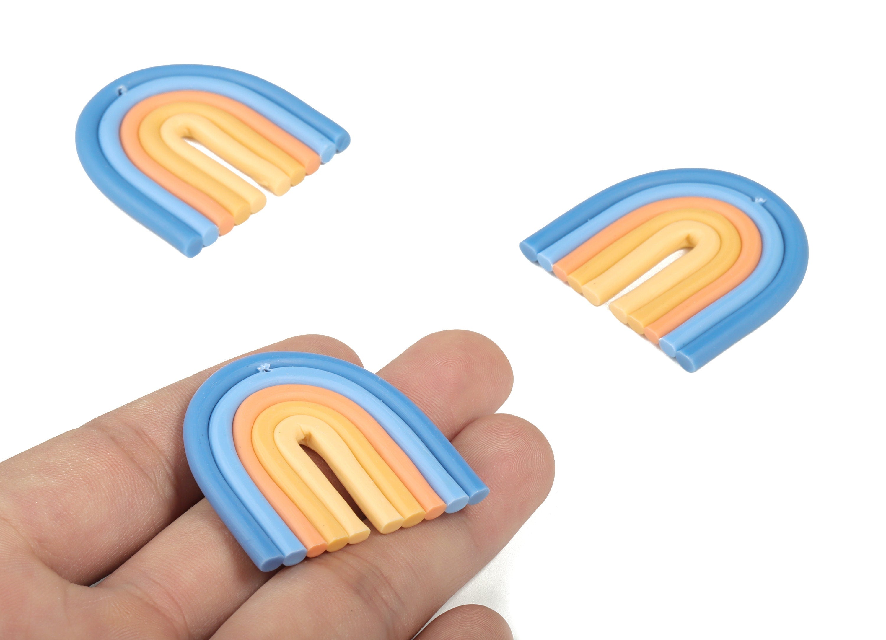 PolymerClay Rainbow Earring Charms - PolymerClay Rainbow Pandant - Earring Findings - Jewelry Handmade - 38.21x38.31x3.64mm - PC2250B - DOMEDBAZAAR