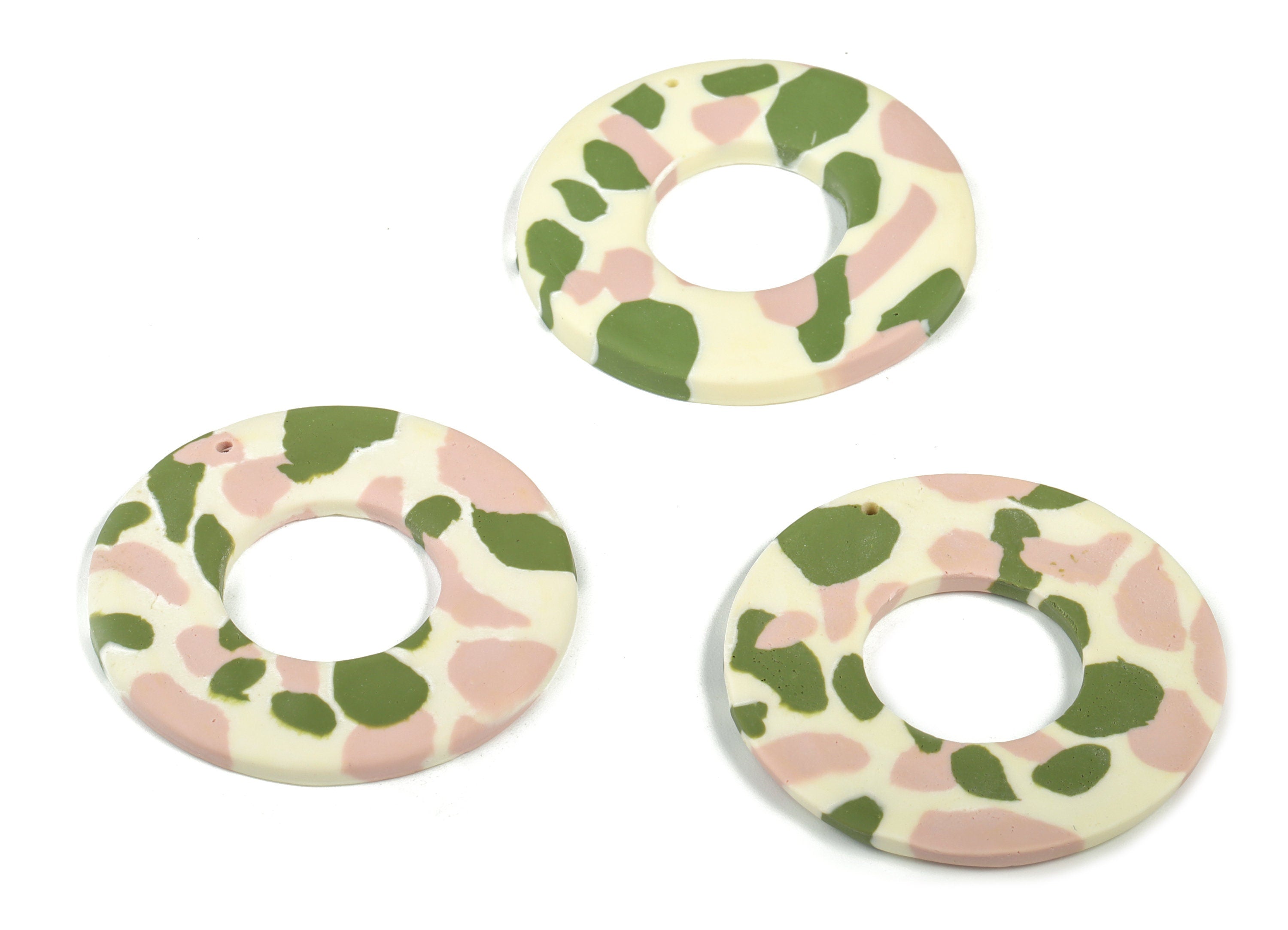 PolymerClay Round Earring Charms - PolymerClay Circle Pandant - Earring Findings - Jewelry Handmade - 44.77x44.5x3.61mm - PC2290A - DOMEDBAZAAR