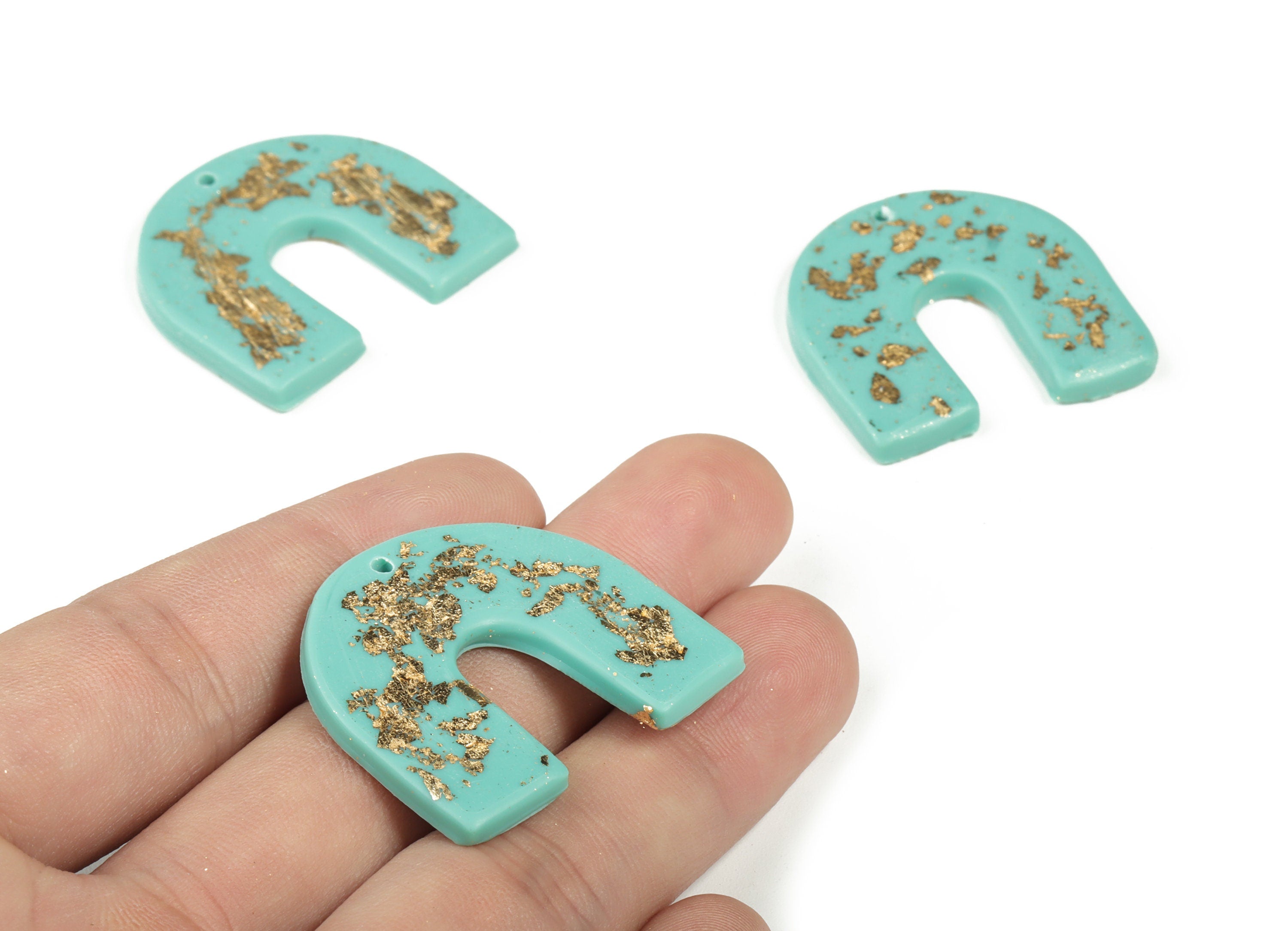 Polymer Clay U Earring Charms - Polymer Clay U Pendant - Earring Findings - Jewellery Handmade - 33.46x30.54x2.88mm - PC2257F - DOMEDBAZAAR