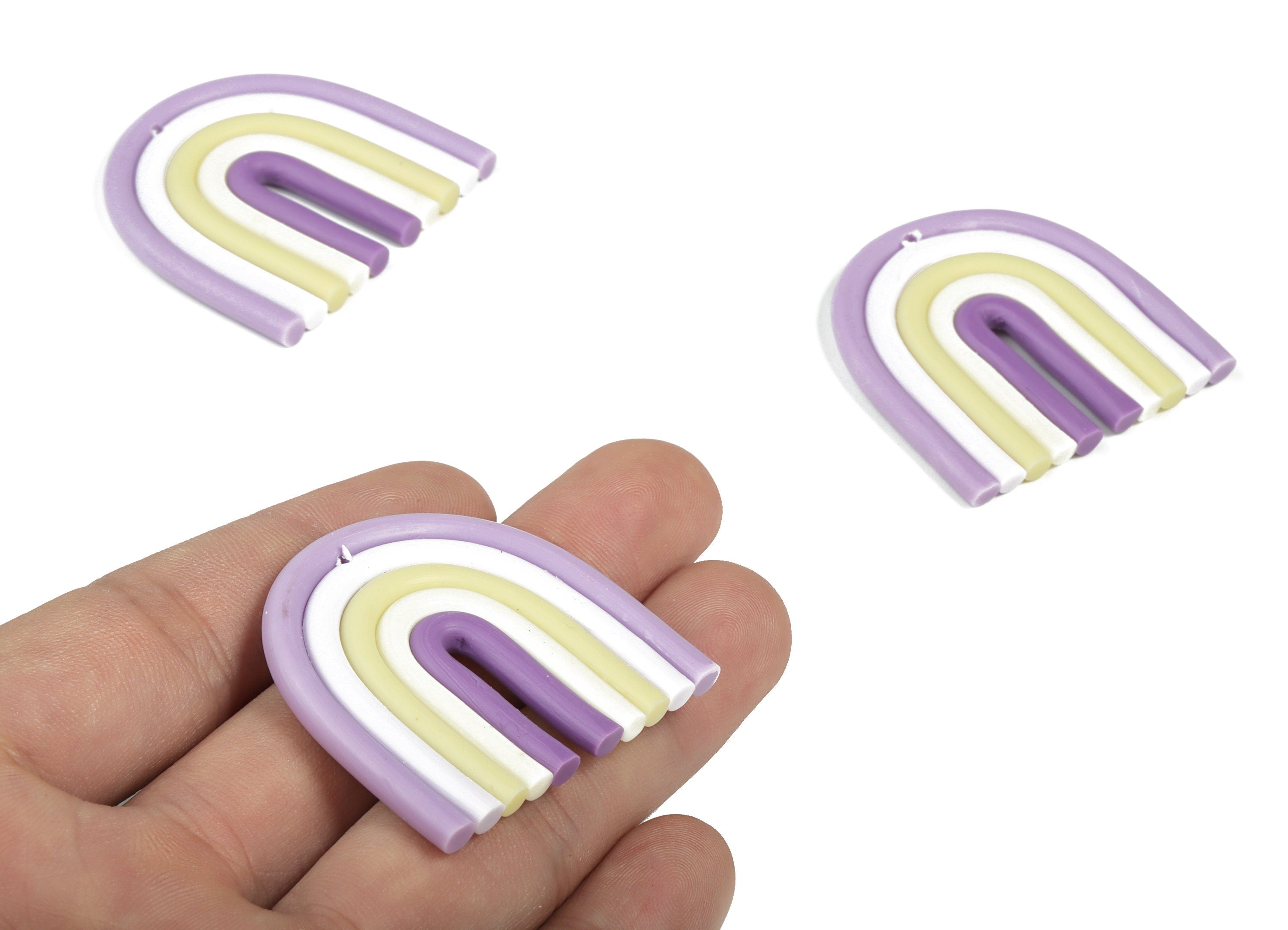 PolymerClay Rainbow Earring Charms - PolymerClay Rainbow Pandant - Earring Findings - Jewelry Handmade - 39.46x37.73x3.91mm - PC2250C - DOMEDBAZAAR