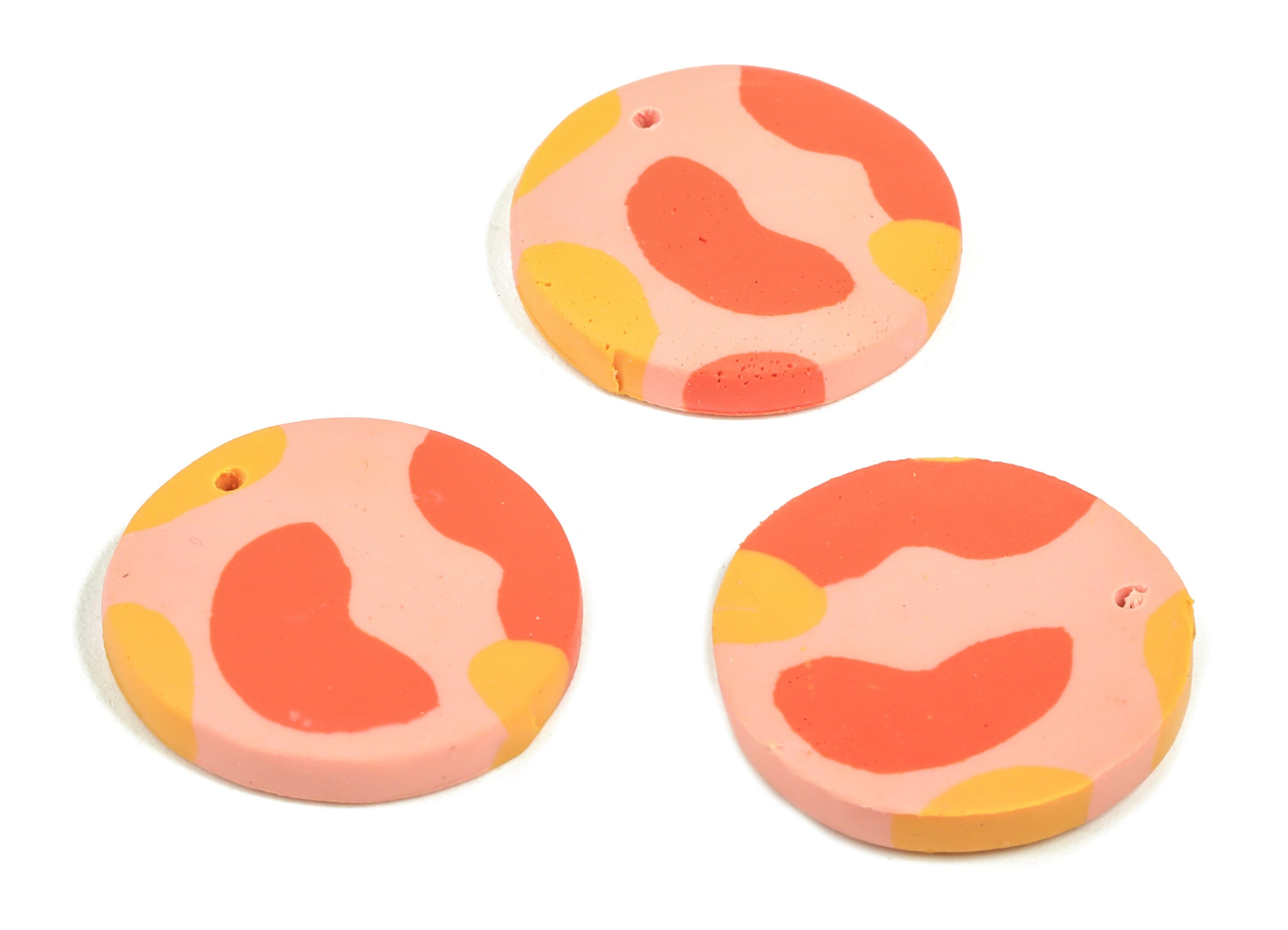 PolymerClay Round Earring Charms - PolymerClay Circle Pandant - Earring Findings - Jewelry Handmade - 20.52x19.9x30.01mm - PC2295B - DOMEDBAZAAR