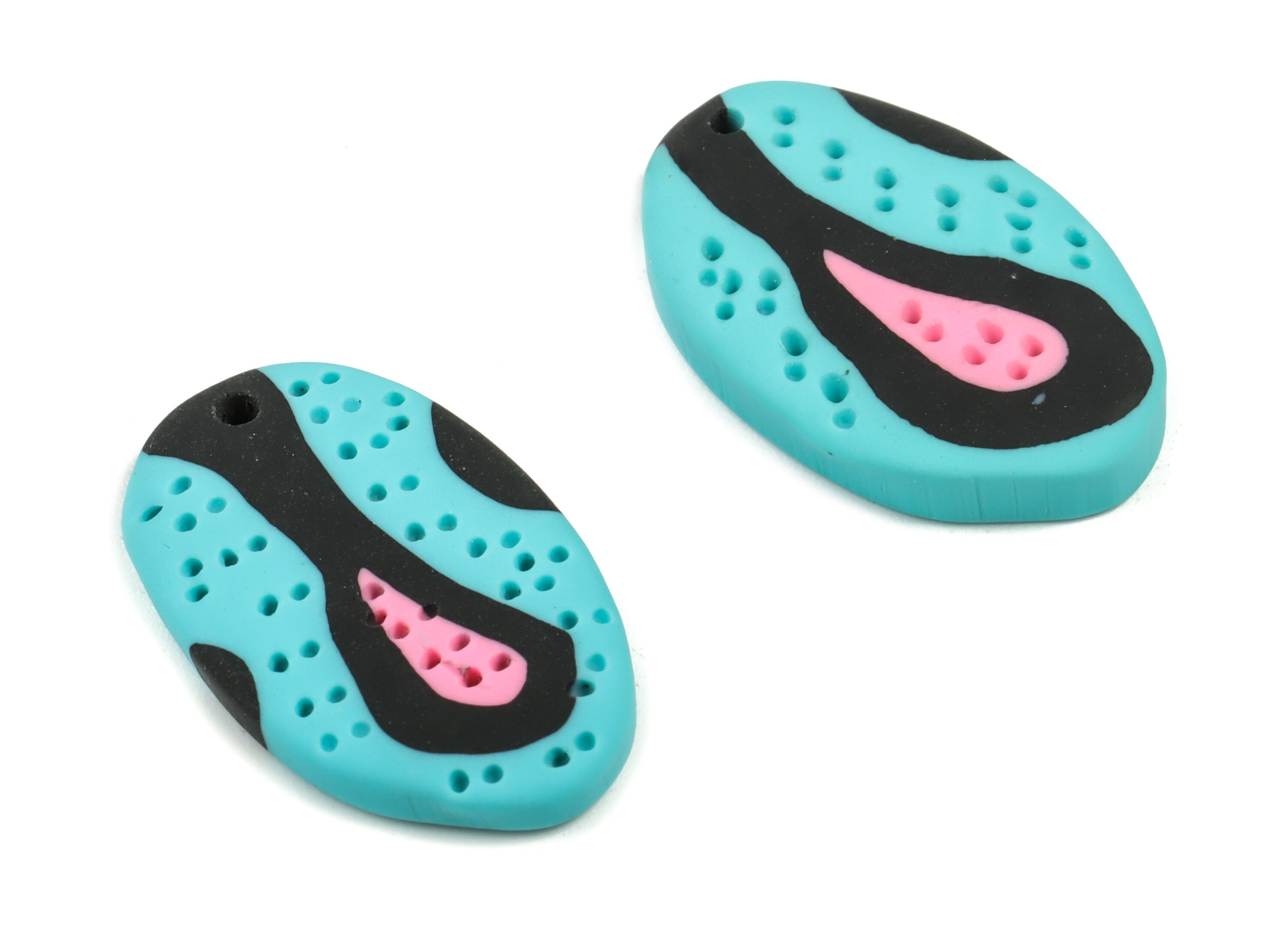 PolymerClay Oval Earring Charms - PolymerClay Oval Pandant - Earring Findings - Jewelry Handmade - 25.24x16.16x4.6mm - PC2277 - DOMEDBAZAAR