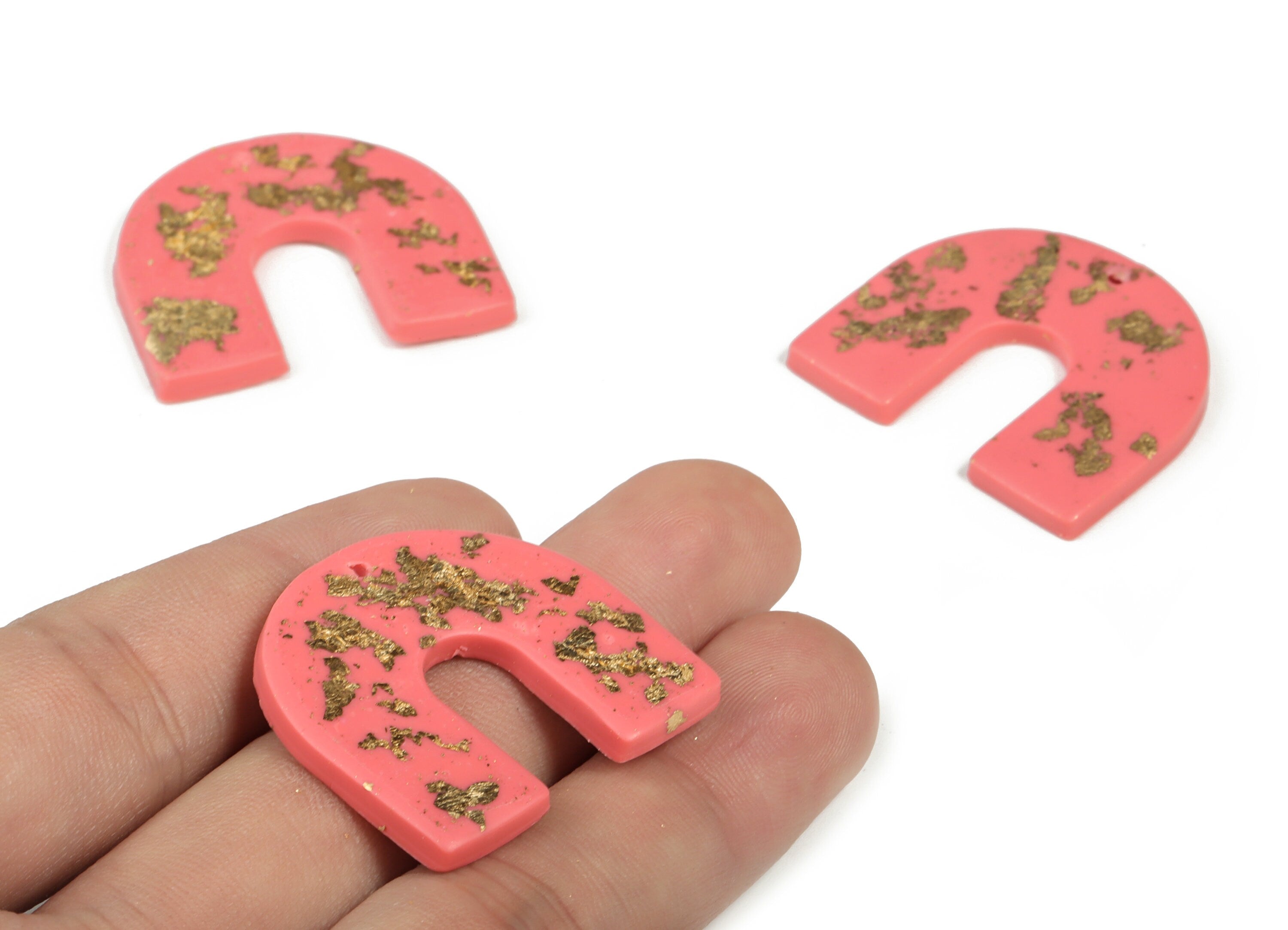 Polymer Clay U Earring Charms - Polymer Clay U Pendant - Earring Findings - Jewellery Handmade - 33.28x30.03x3.07mm - PC2257B - DOMEDBAZAAR