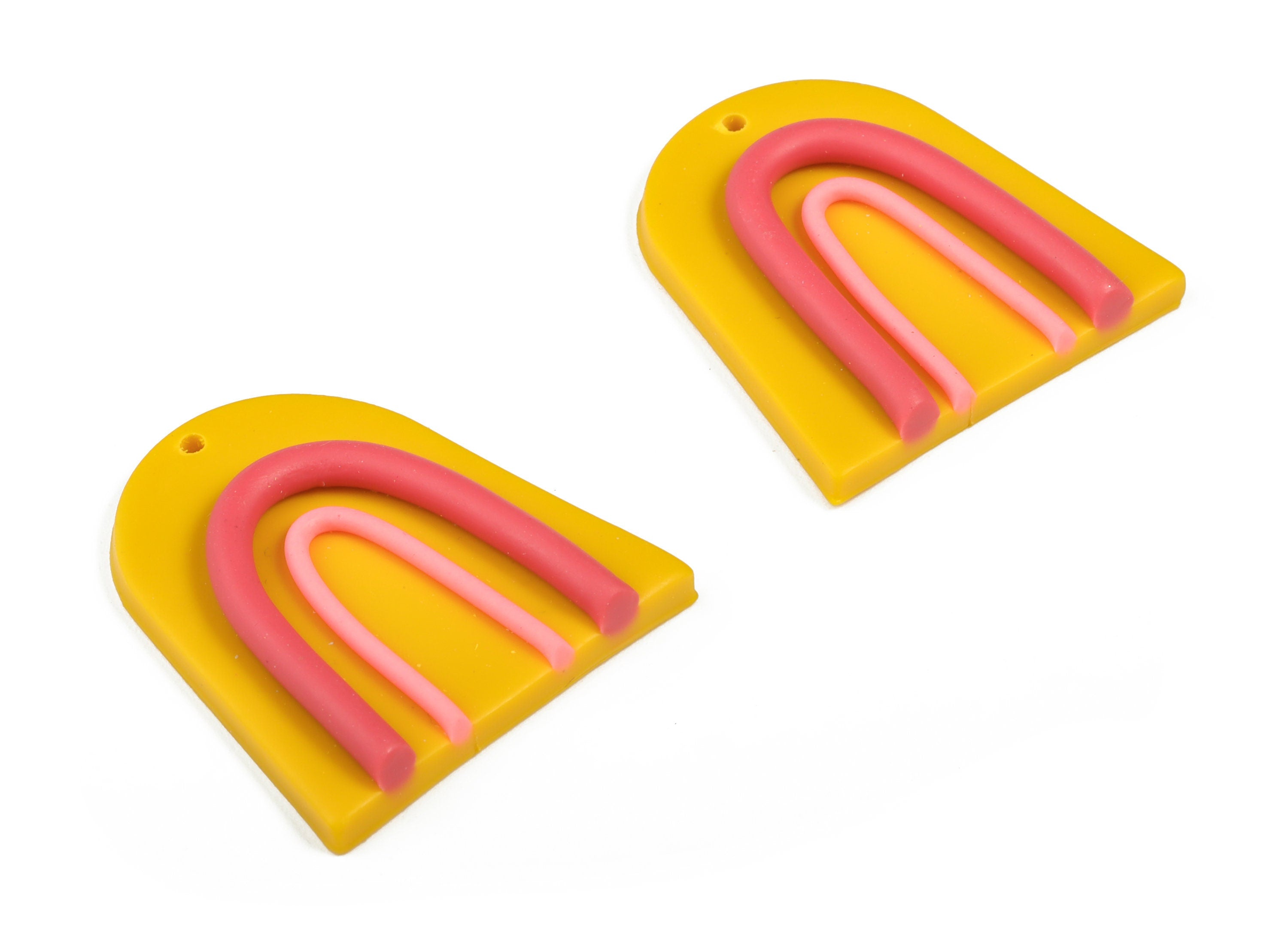 PolymerClay Rainbow Earring Charms - PolymerClay Rainbow Pandant - Earring Findings - Jewelry Handmade - 32.55x30.55x5.43mm - PC2253 - DOMEDBAZAAR