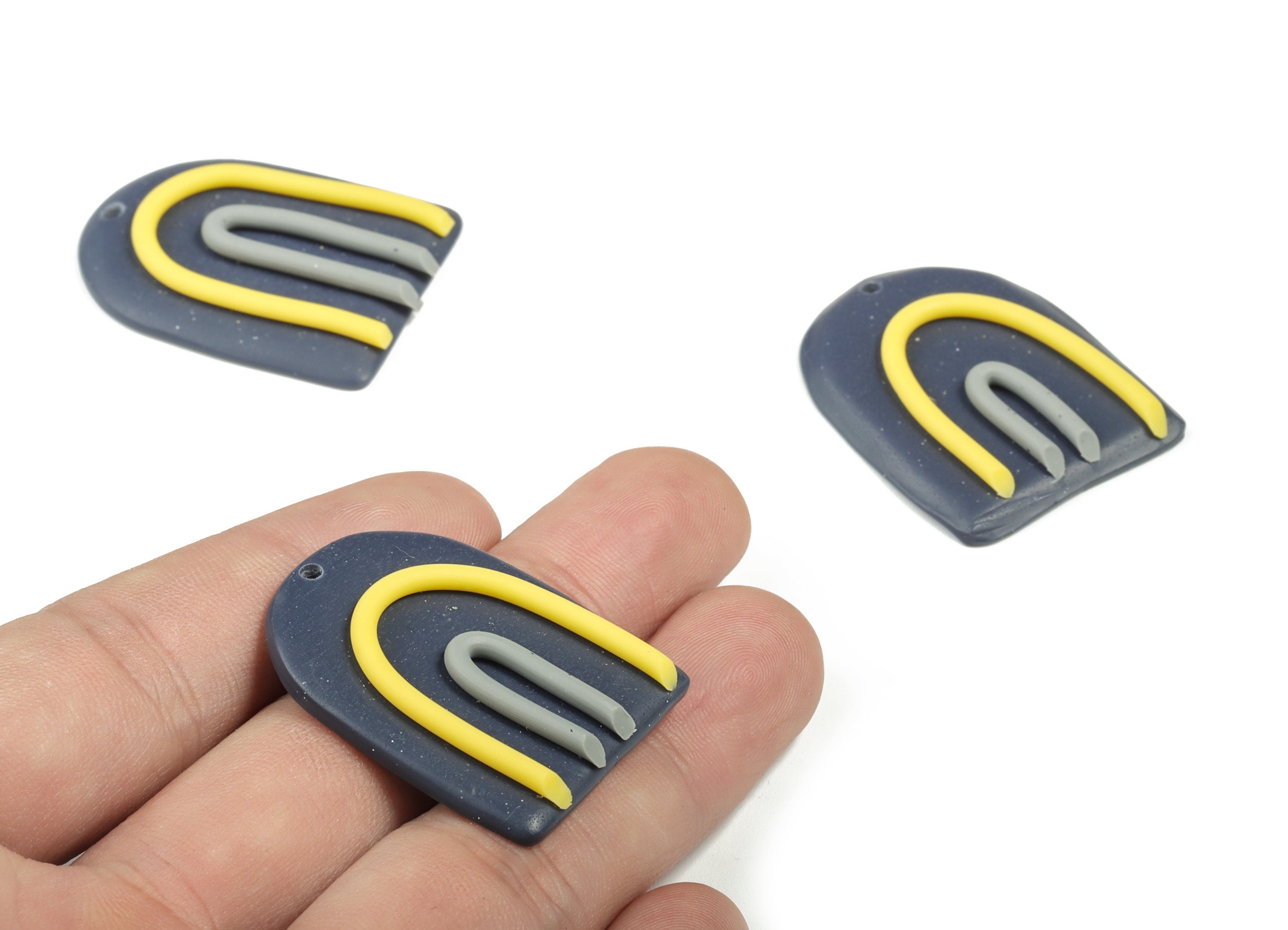 PolymerClay Rainbow Earring Charms - PolymerClay Rainbow Pandant - Earring Findings - Jewelry Handmade - 35.63x28.1x4.75mm - PC2254B - DOMEDBAZAAR