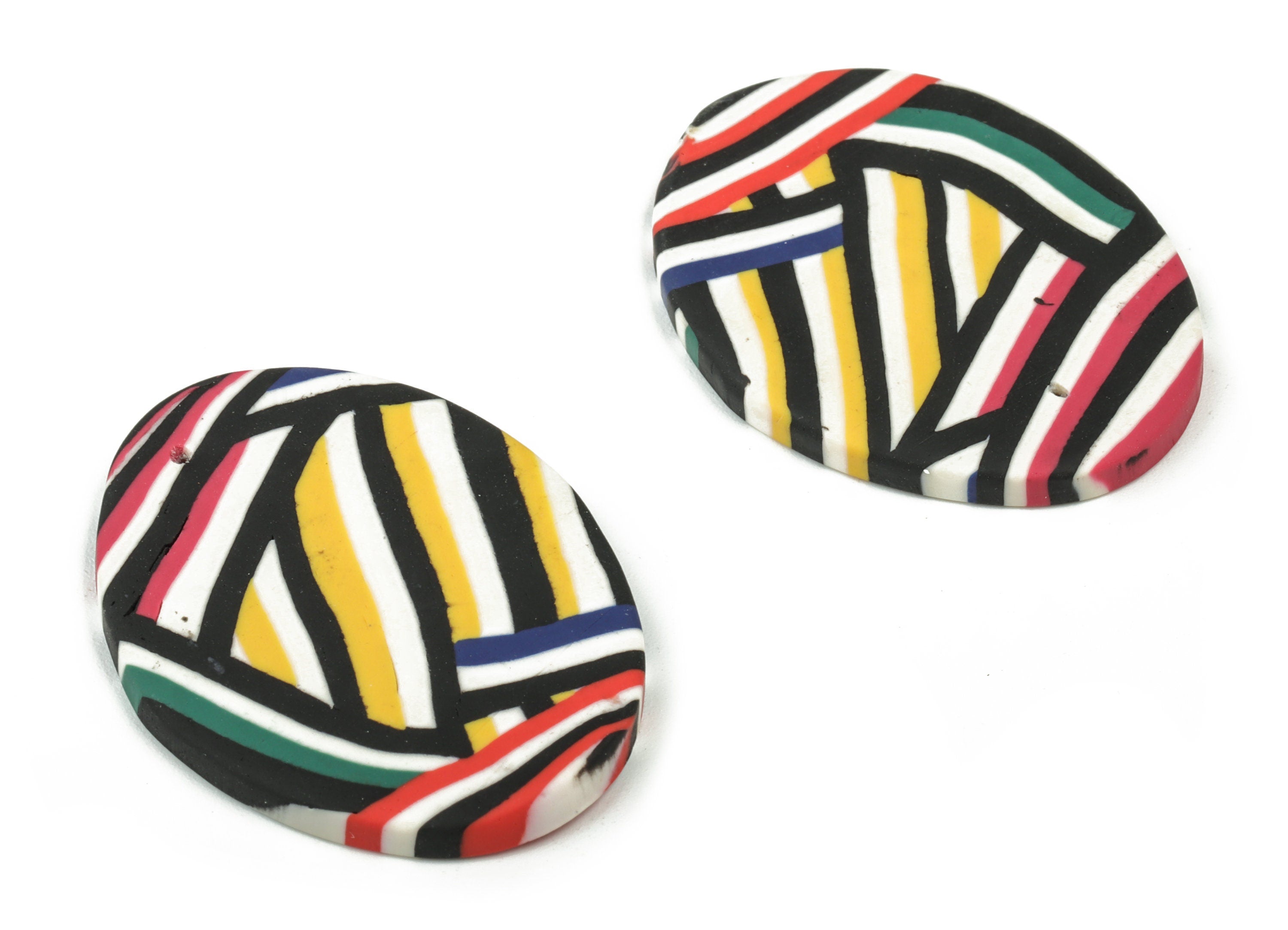 PolymerClay Oval Earring Charms - PolymerClay Oval Pandant - Earring Findings - Jewelry Handmade - 37.73x29.04x3.24mm - PC2275 - DOMEDBAZAAR