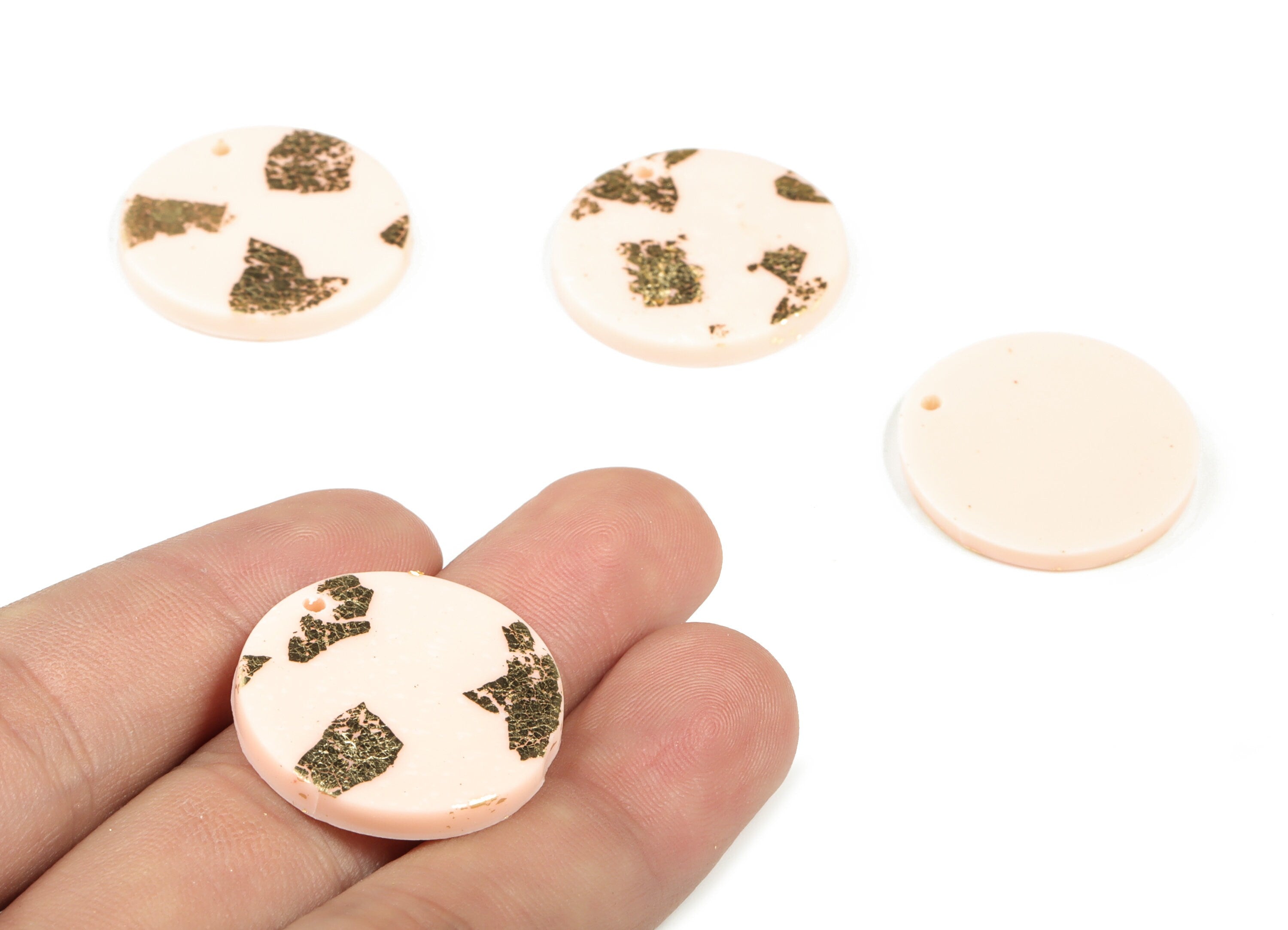 PolymerClay Round Earring Charms - PolymerClay Circle Pandant - Earring Findings - Jewelry Handmade - 25.25x24.75x3.17mm - PC2265B - DOMEDBAZAAR