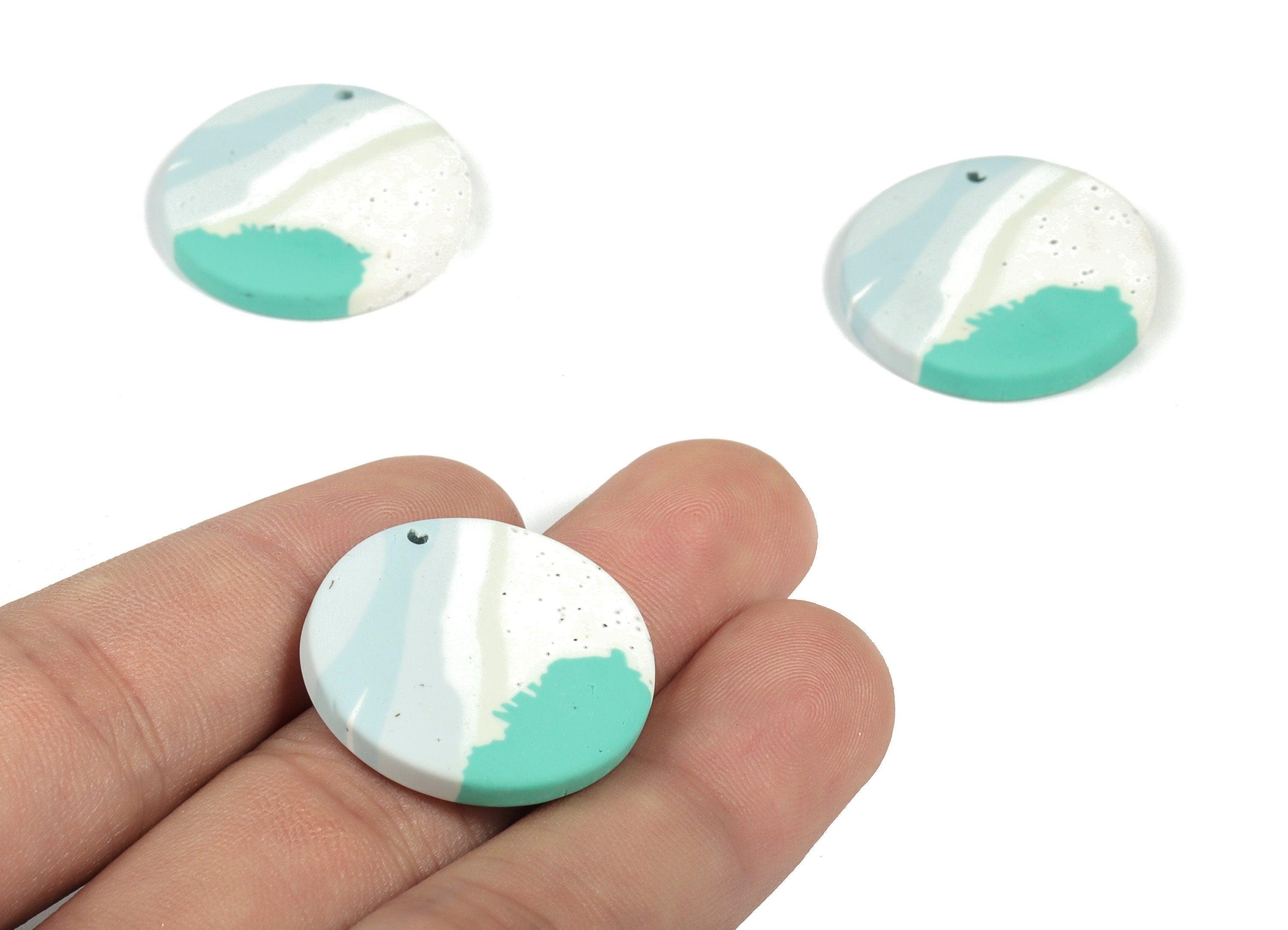 PolymerClay Round Earring Charms - PolymerClay Circle Pandant - Earring Findings - Jewelry Handmade - 25.85x25.43x3.47mm - PC2294A - DOMEDBAZAAR