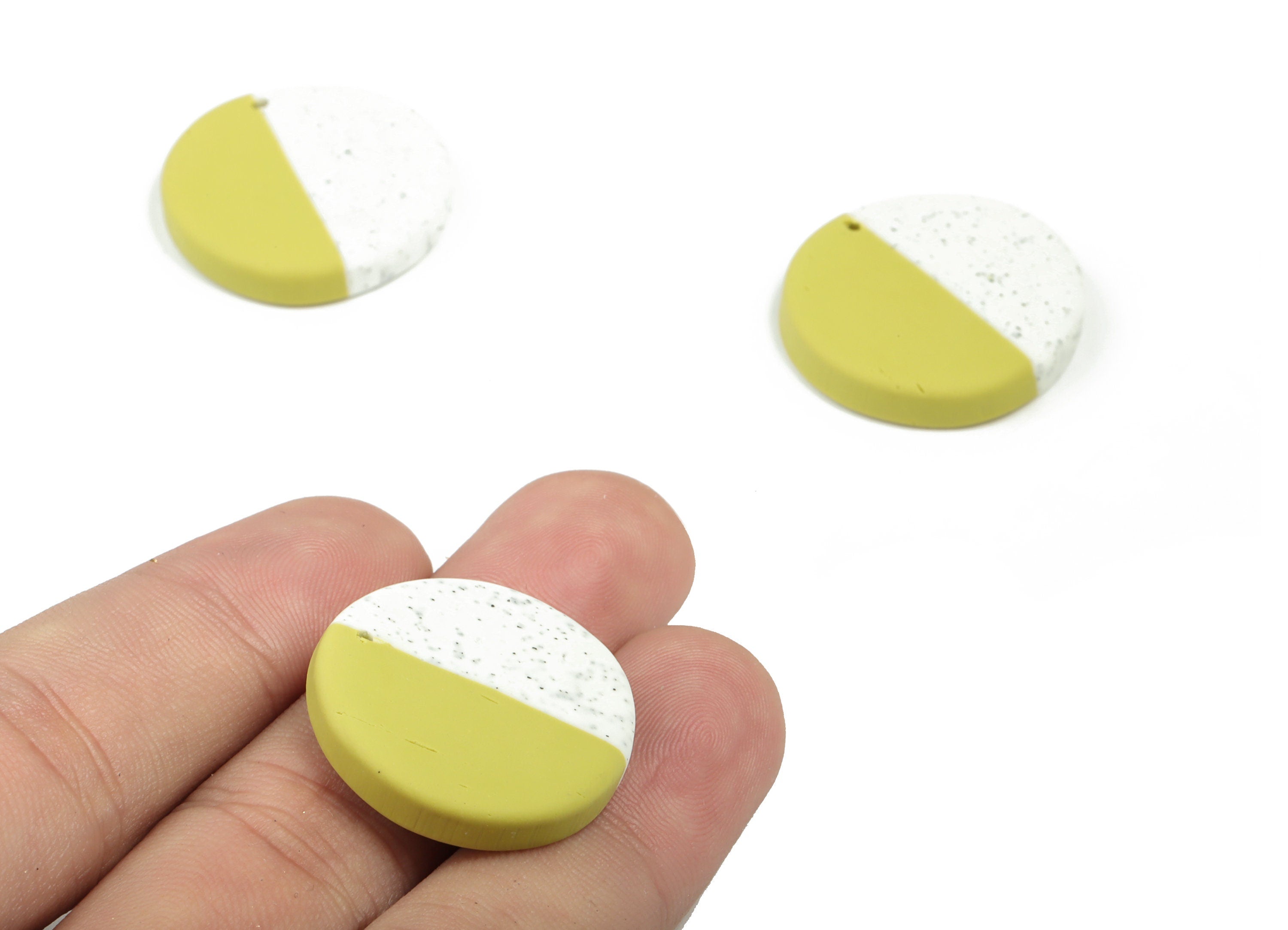 PolymerClay Round Earring Charms - PolymerClay Circle Pandant - Earring Findings - Jewelry Handmade -25.55x24.97x4.49mm - PC2294C - DOMEDBAZAAR