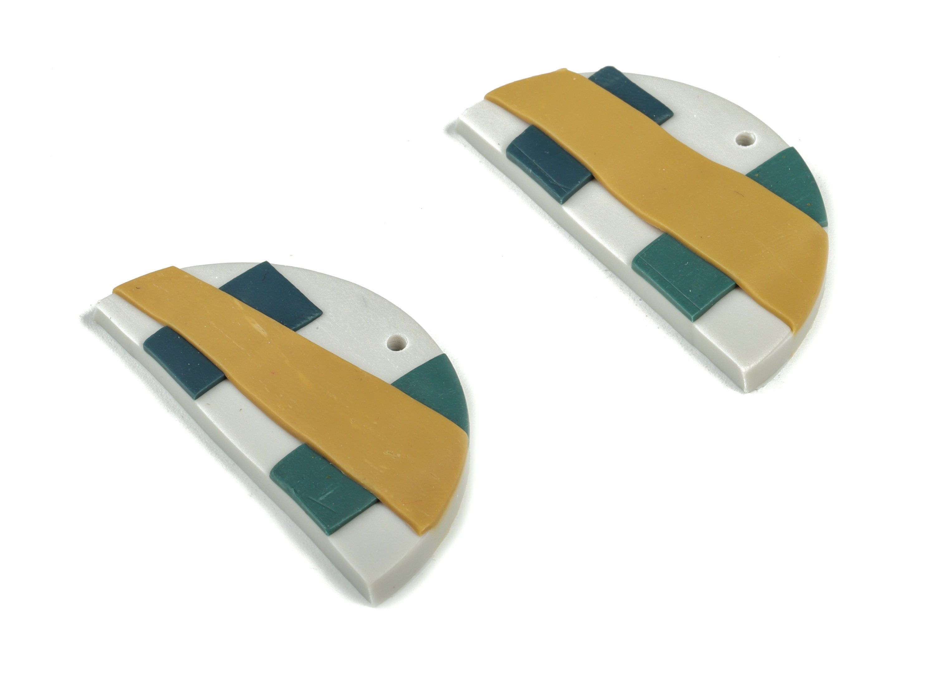 PolymerClay Half Moon Earring Charms - PolymerClay Semicircle Pandant - Earring Findings - Jewelry Handmade - 39.75x20.56x4.87mm - PC2273B - DOMEDBAZAAR