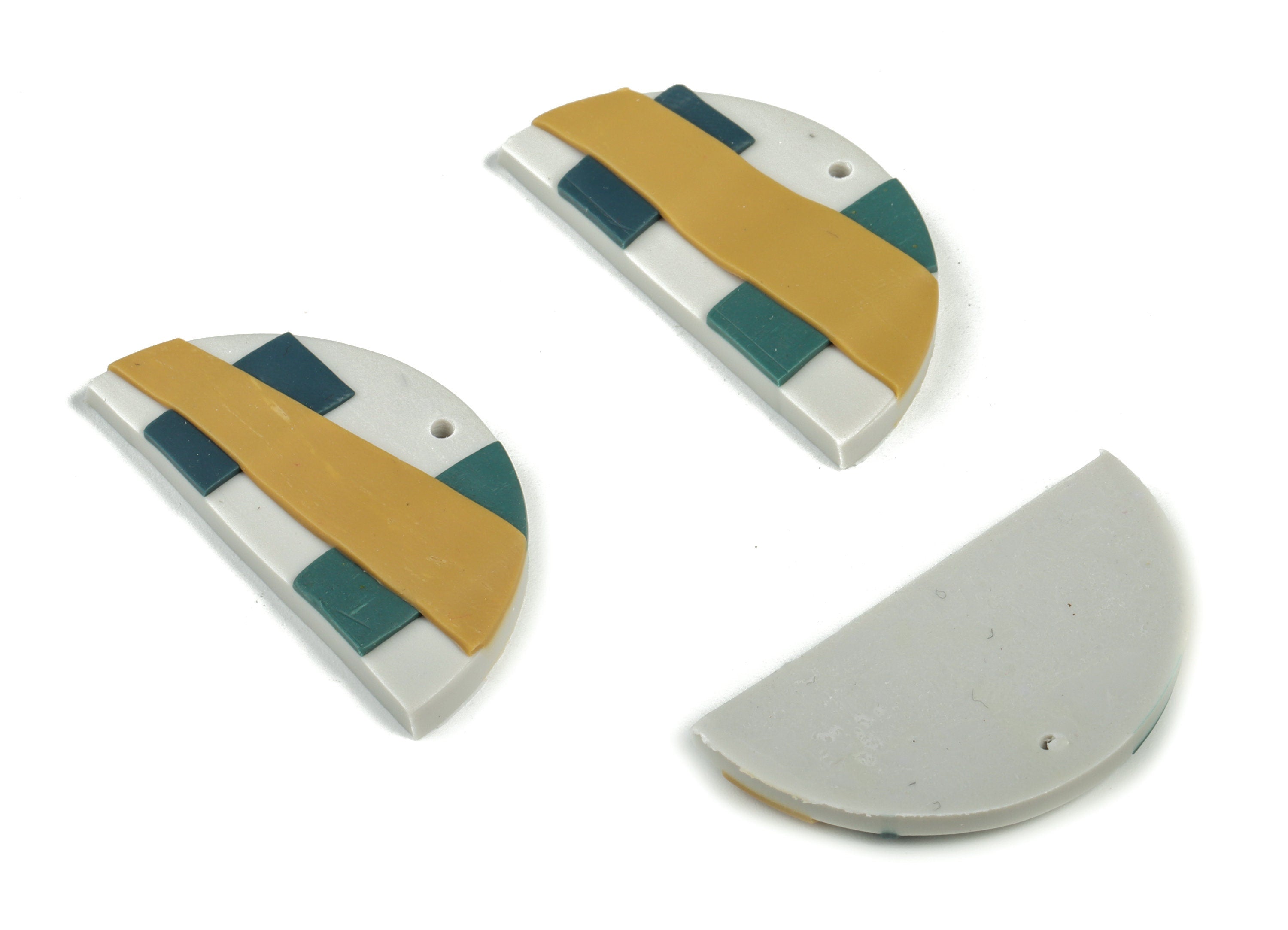 PolymerClay Half Moon Earring Charms - PolymerClay Semicircle Pandant - Earring Findings - Jewelry Handmade - 39.75x20.56x4.87mm - PC2273B - DOMEDBAZAAR