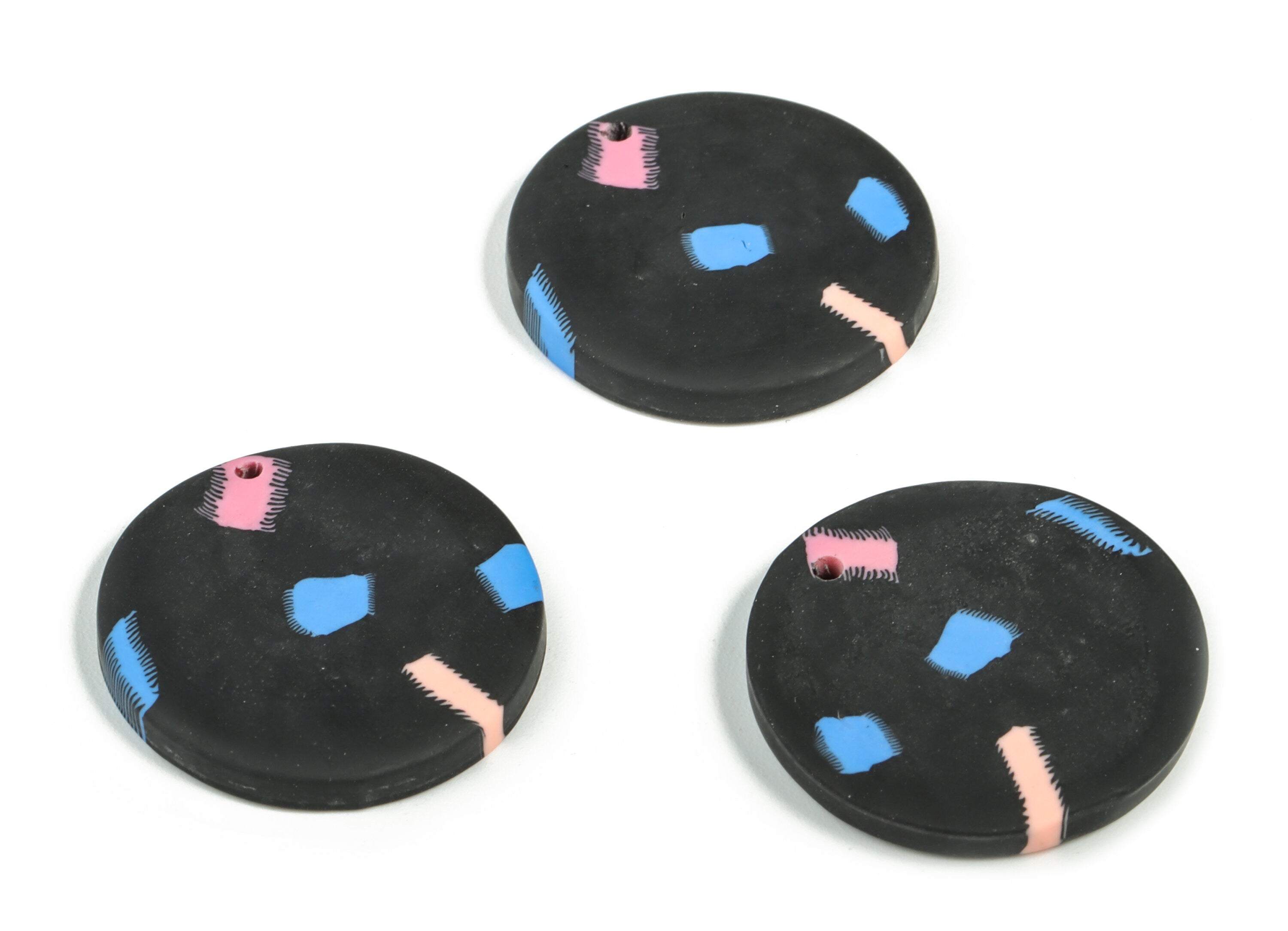 PolymerClay Round Earring Charms - PolymerClay Circle Pandant - Earring Findings - Jewelry Handmade -25.74x25.42x3.83mm - PC2265D - DOMEDBAZAAR