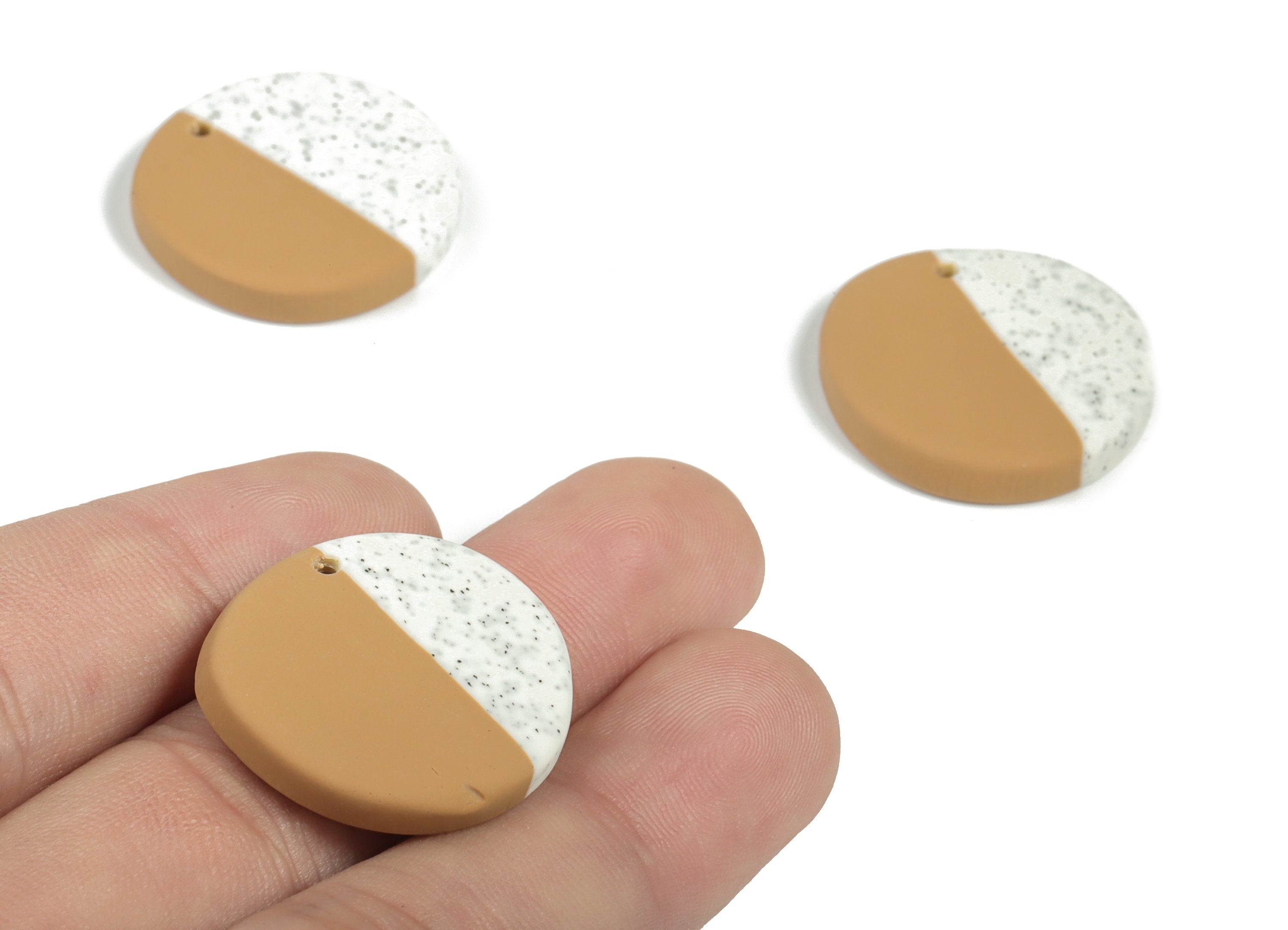 PolymerClay Round Earring Charms - PolymerClay Circle Pandant - Earring Findings - Jewelry Handmade - 25.28x25.1x4.3mm - PC2294B - DOMEDBAZAAR