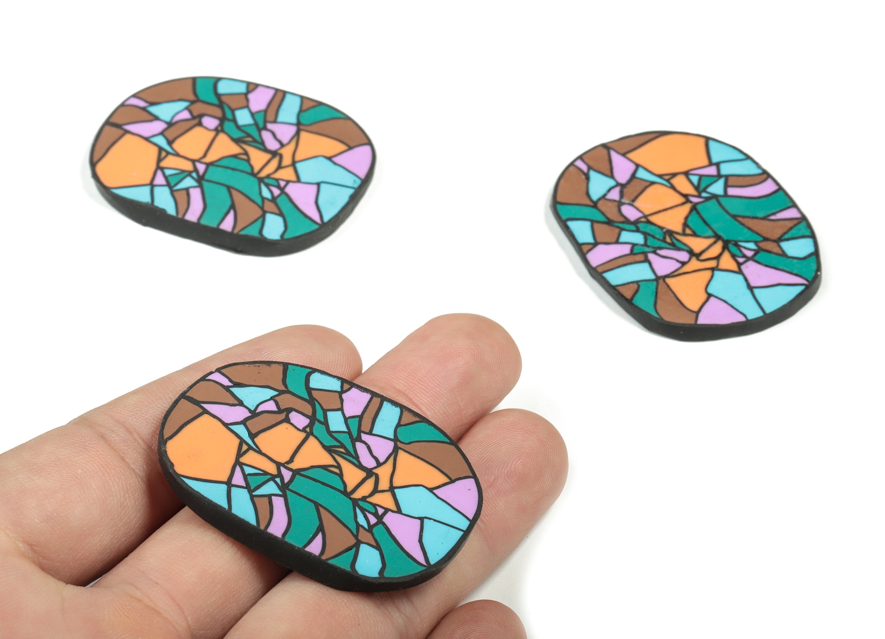 PolymerClay Oval Woman Earring Charms - PolymerClay Oval Woman Pandant - Earring Findings - Jewelry Handmade - 44.58x35.5x3.17mm - PC2301 - DOMEDBAZAAR