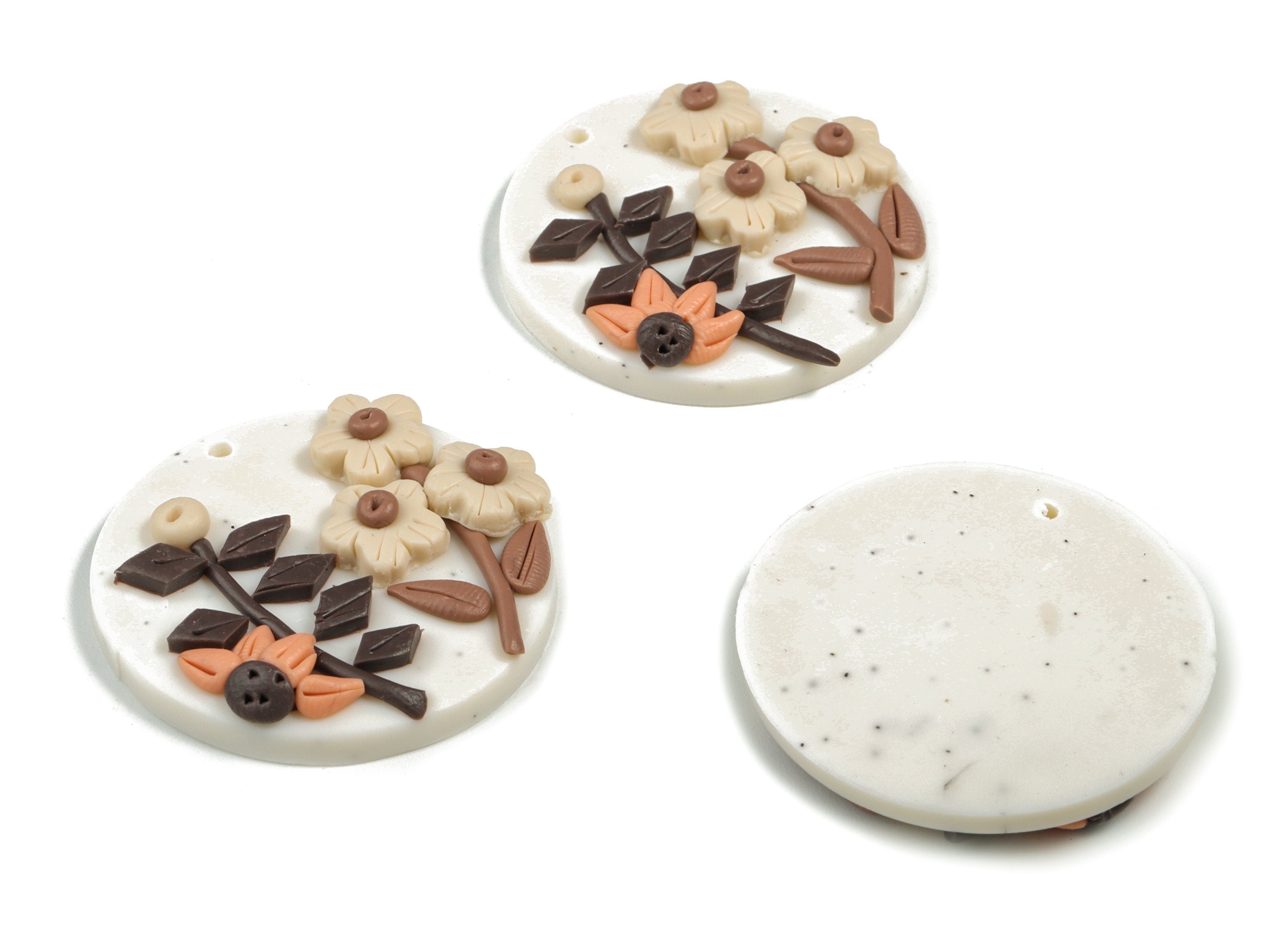 PolymerClay Round Flower Earring Charms - PolymerClay Circle Flower Pandant - Earring Findings - Jewelry Handmade - 33.15x32.8x7mm - PC2270B - DOMEDBAZAAR