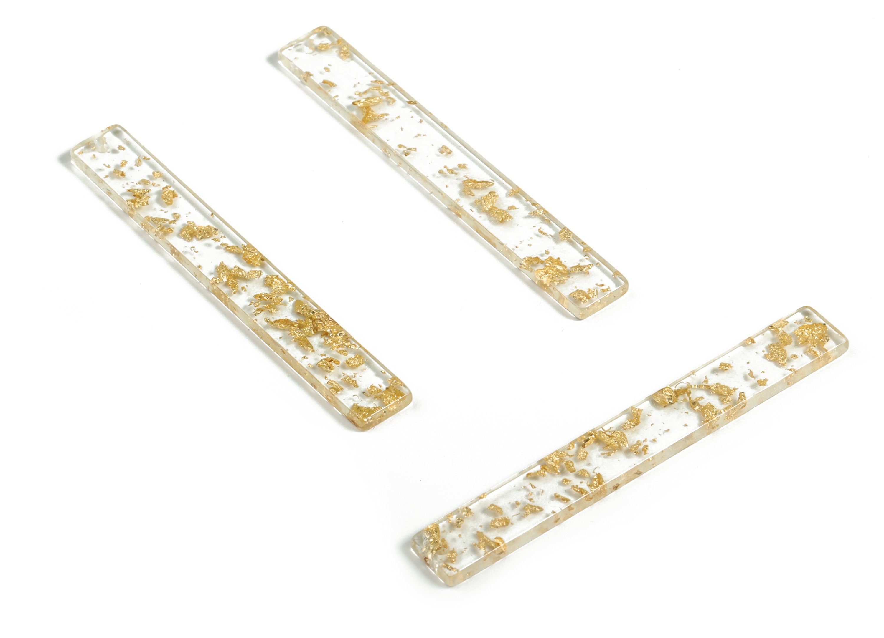Acrylic Stick Charms - Gold Foil & Confetti - Bar Earrings and Pendant - Jewelry Supplies - Color Code: A587 - 59.7x7.8x2.5mm - AC1049-A587 - DOMEDBAZAAR