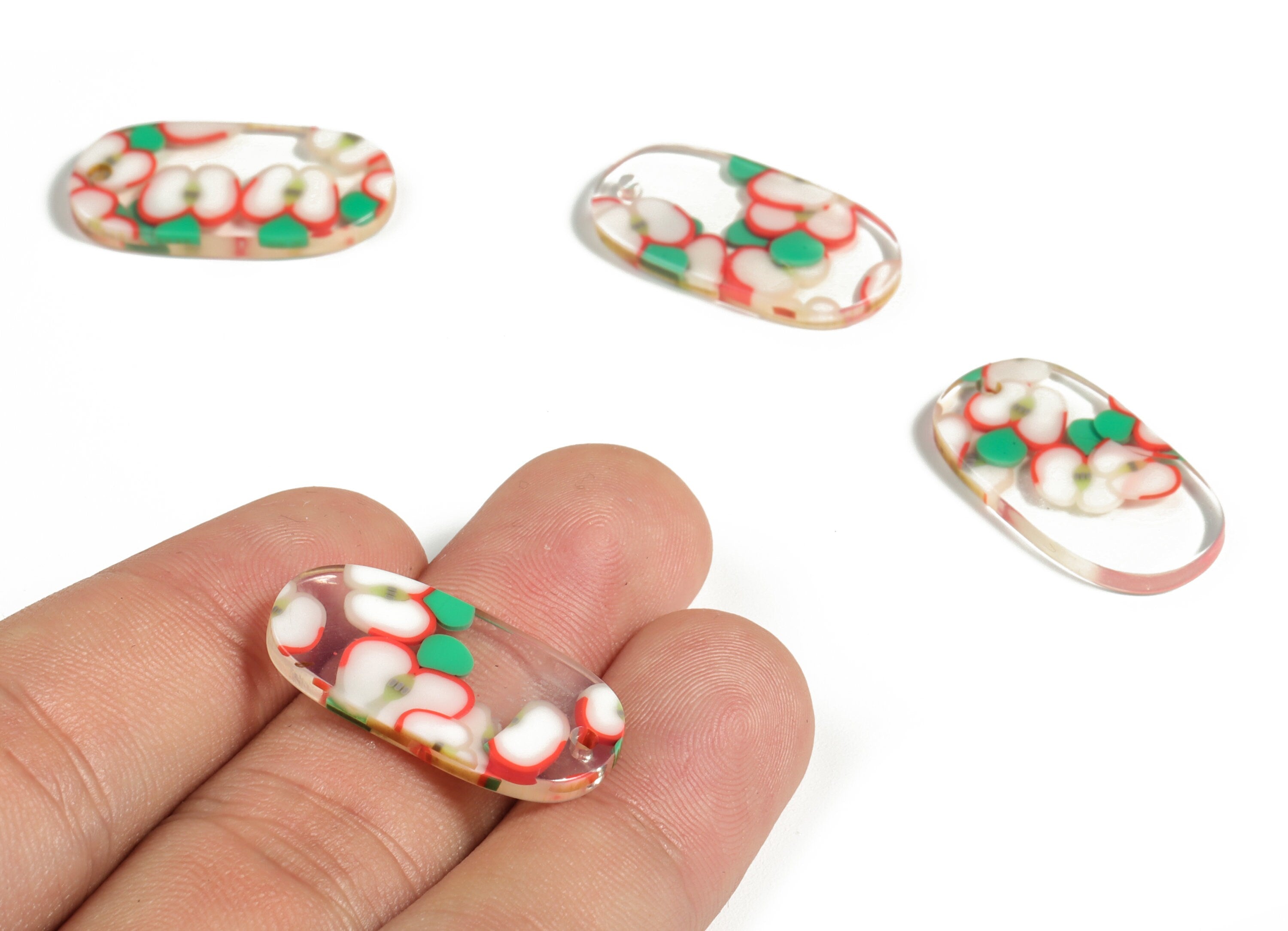 Acrylic Oval Earring Charms - Oval Shaped Pendant - Earring Findings - Jewelry Supplies - Color Code:A581 - 26.7x14x2.6mm - AC1156-A581 - DOMEDBAZAAR