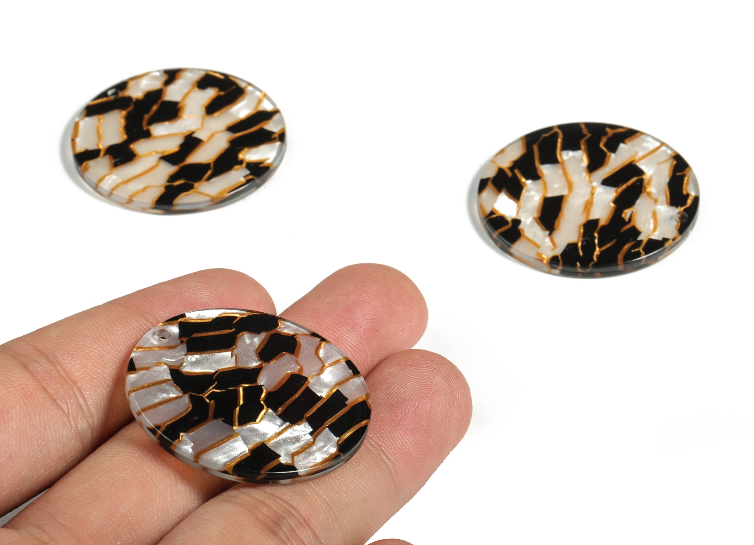 Acetate Round Charms - Coin Earrings and Pendant - Earring Findings - Jewelry Supplys - Color Code: A579 - 34.02x34.02x2.38mm - AC1135-A403 - DOMEDBAZAAR