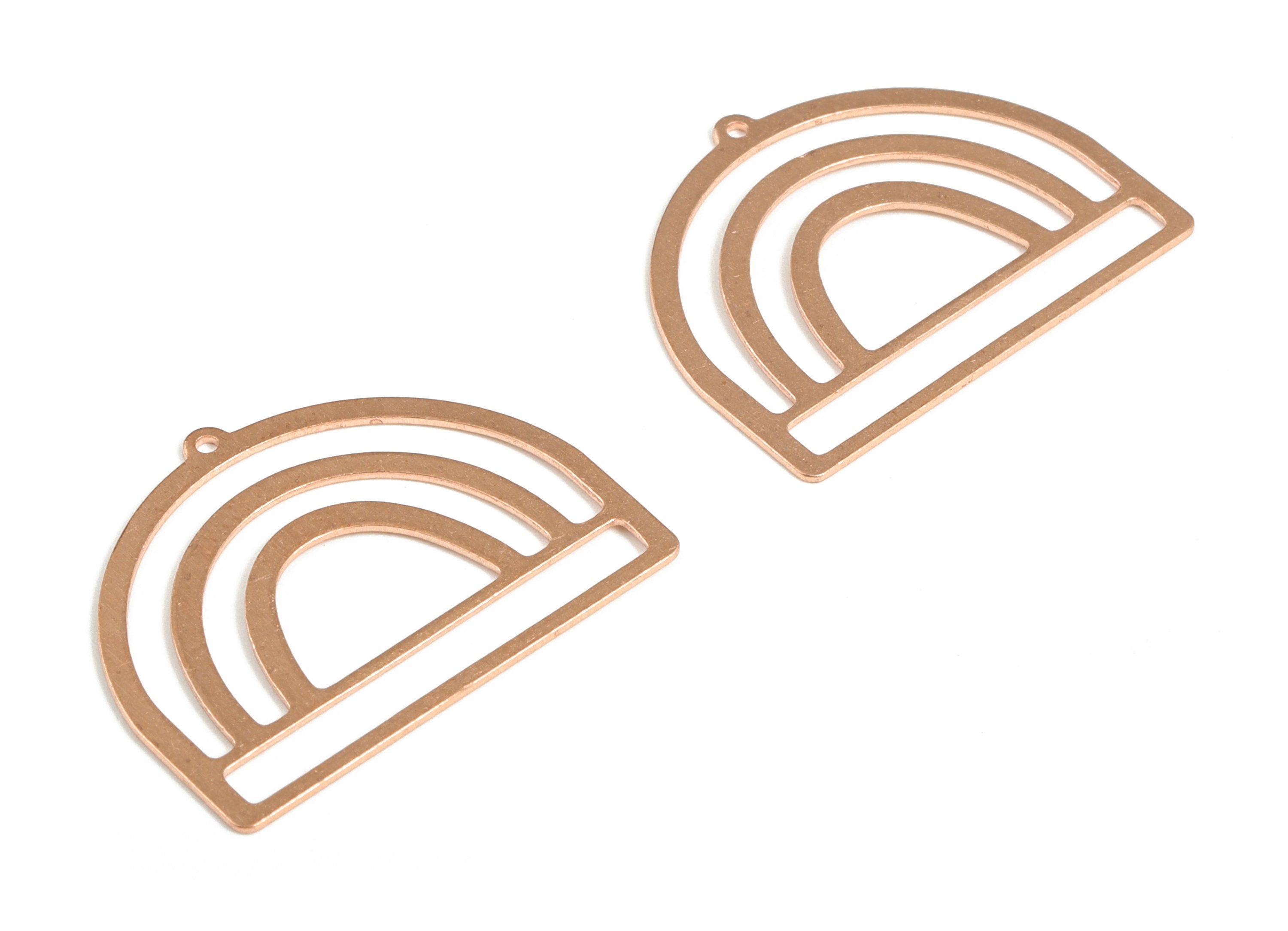 Raw Copper Rainbow Domed Earring Charm - Domed Rainbow Pendant - Semicircle Charms - Jewelry Making Supplies - 29.87x23.17x0.72mm - PP3848 - DOMEDBAZAAR