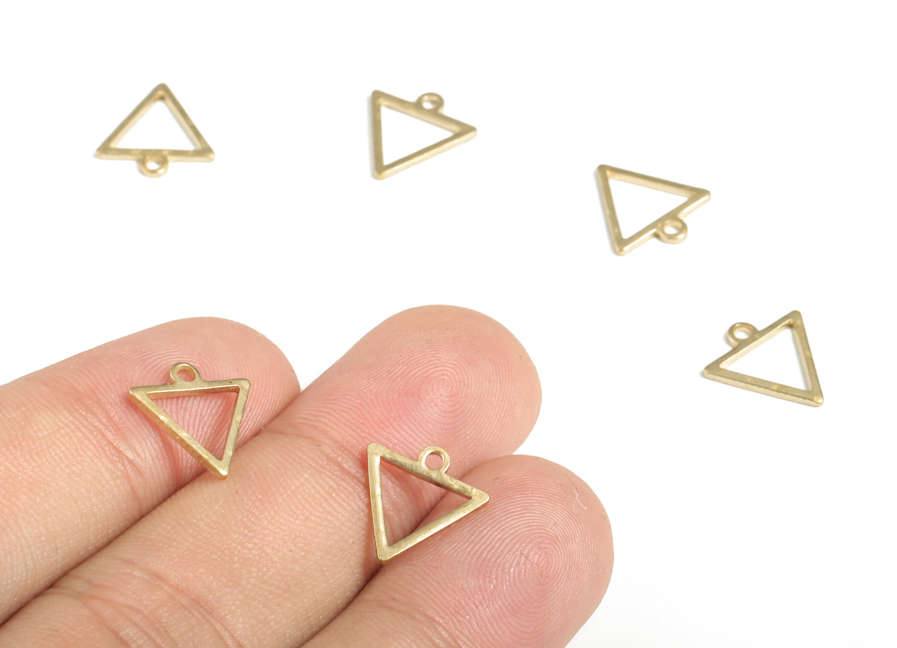 Brass Hammered Triangle Earring Charms - Raw Brass Triangle Pendant - Earring Findings - Jewelry Making Supplies - 12x11.49x0.96mm - PP3861 - DOMEDBAZAAR