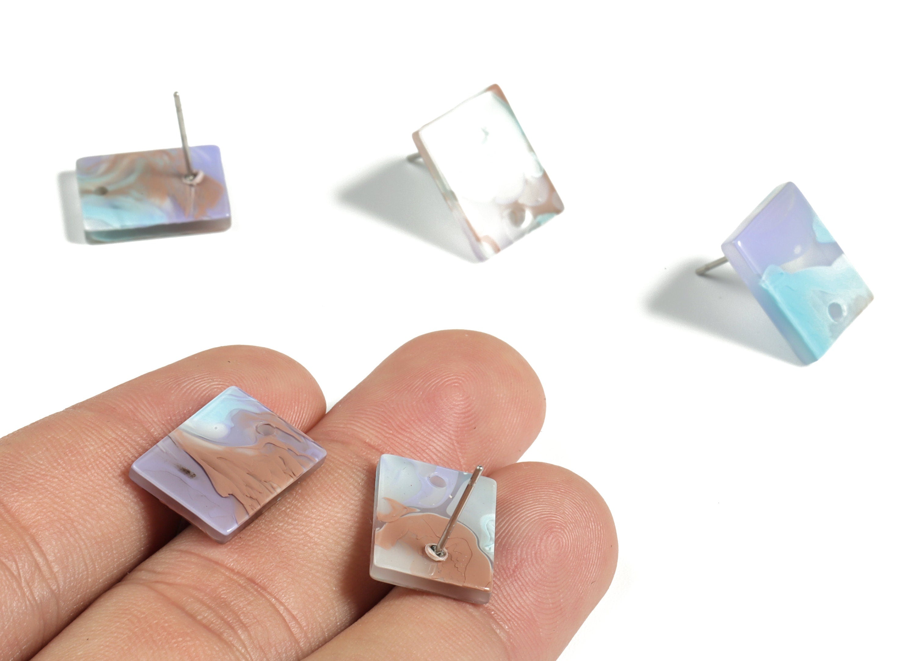 Acetate Rectangle Earring Stud - Rectangle Earring Post - Surgical Stud - Jewelry Supplies - Color Code: A525 - 15.5x11.8x2mm - AC1663-A584 - DOMEDBAZAAR