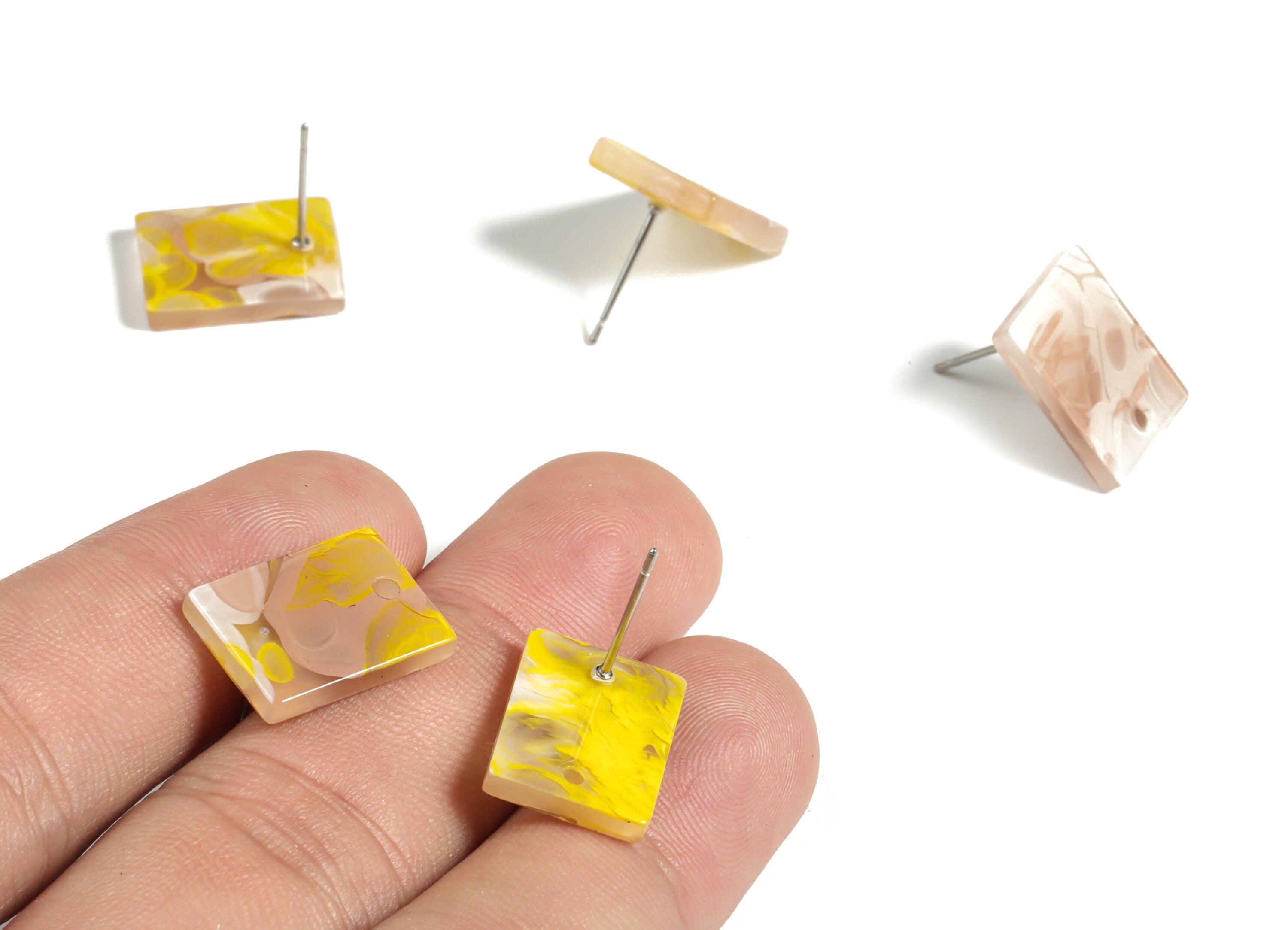 Acetate Rectangle Earring Stud - Rectangle Earring Post - Surgical Stud - Jewelry Supplies - Color Code: A525 - 15.5x11.8x2mm - AC1663-A583 - DOMEDBAZAAR