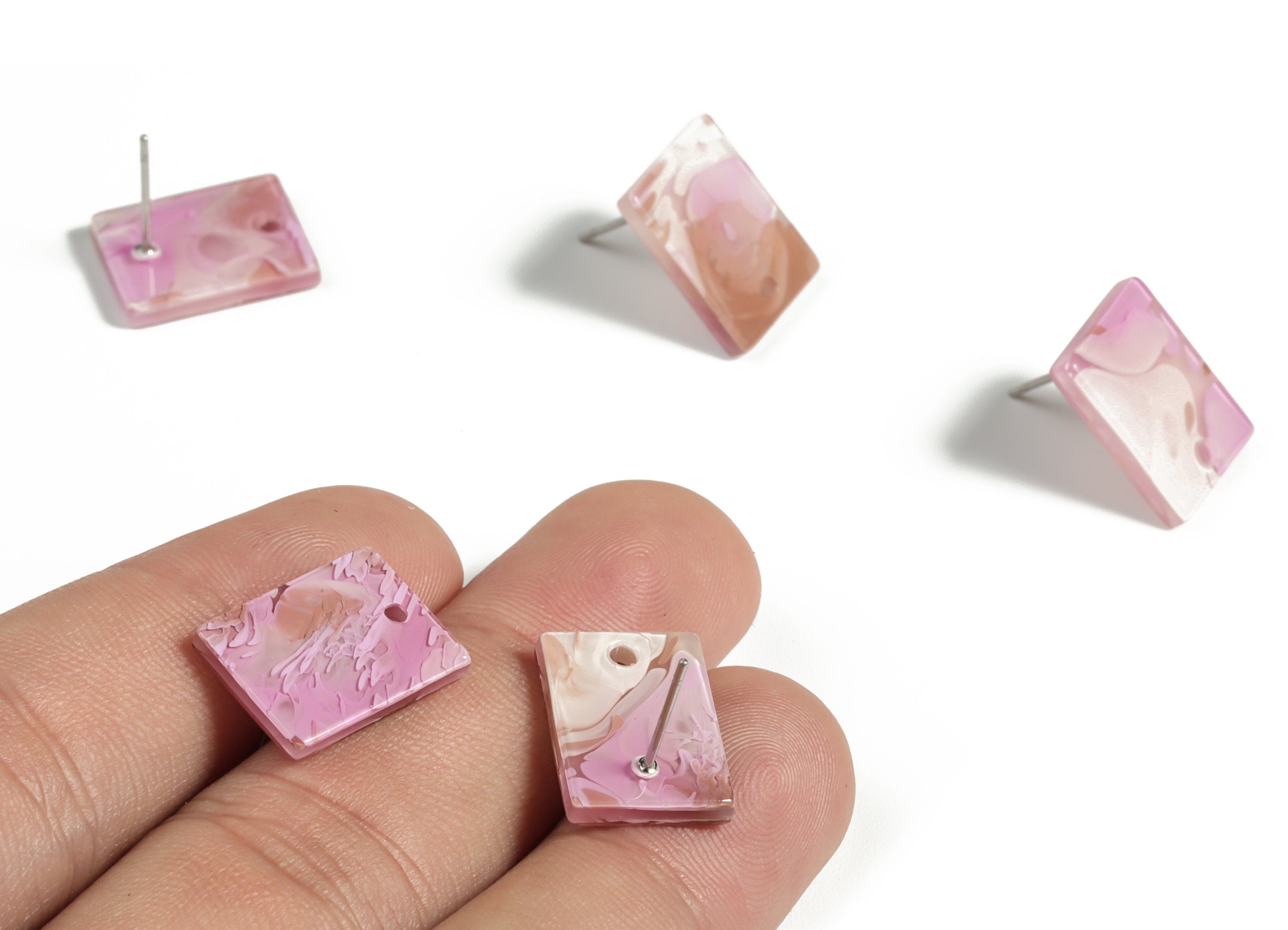 Acetate Rectangle Earring Stud - Rectangle Earring Post - Surgical Stud - Jewelry Supplies - Color Code: A525 - 15.5x11.8x2mm - AC1663-A582 - DOMEDBAZAAR