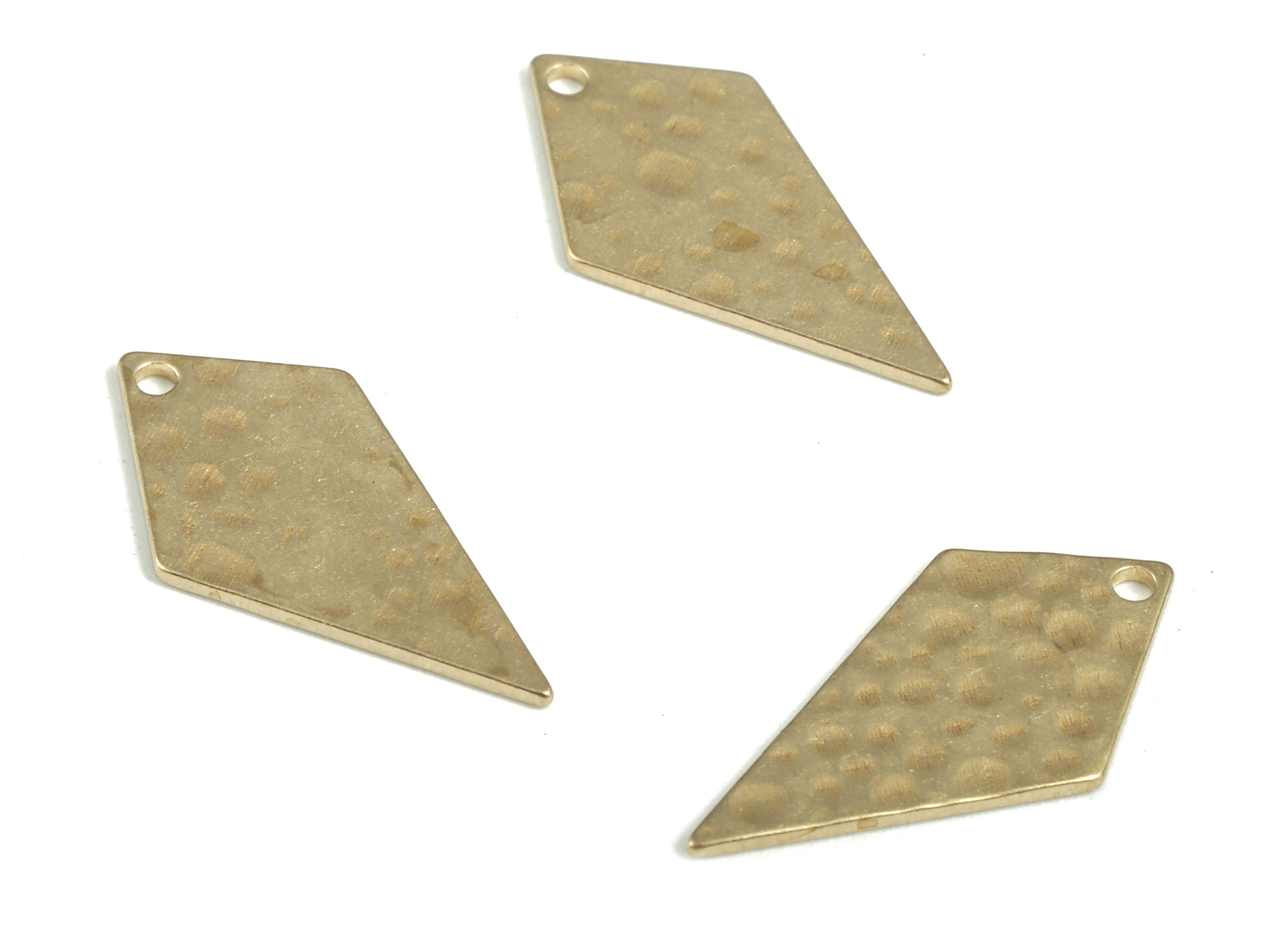 Brass Hammered Diamond Earring Charms - Raw Brass Diamond Pendant - Earring Findings - Jewelry Making Supplies - 20.27x9.56x0.77mm - PP3879 - DOMEDBAZAAR