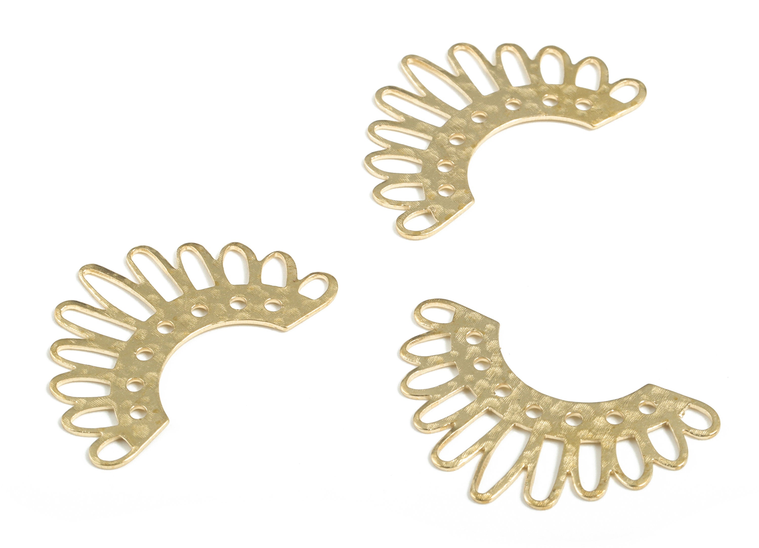 Brass Hammered Crown Earring Connector - Raw Brass U Earring Charms - Earring Finding - Jewelry Making Supplies - 29.75x18.75x0.6mm - PP3922 - DOMEDBAZAAR