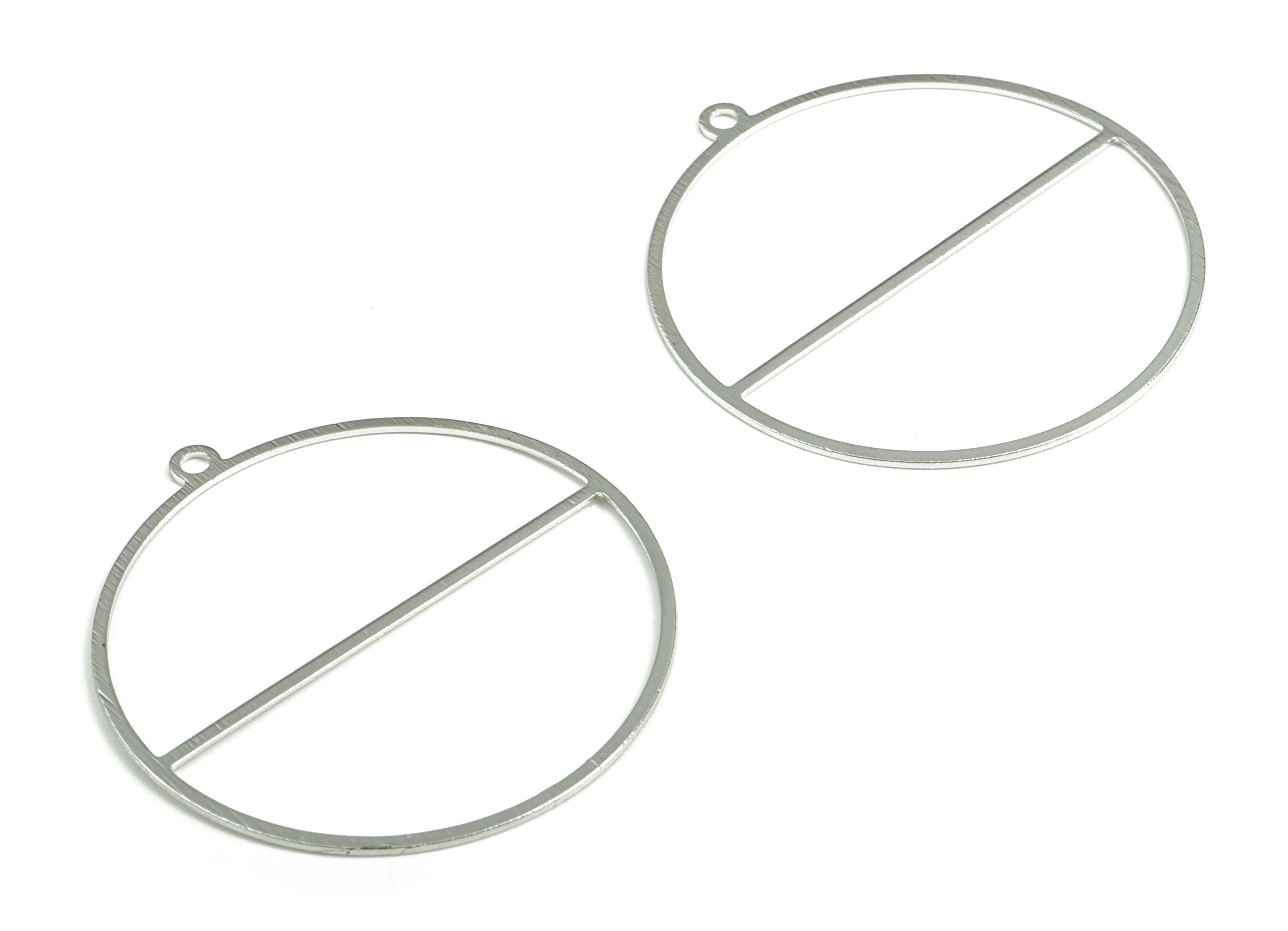 Silver Textured Circle Earring Charms - 18K Real White Gold Brass Round Earring Charms - Jewelry Supplies - 40.84x38.36x0.64mm - RGP2856S - DOMEDBAZAAR