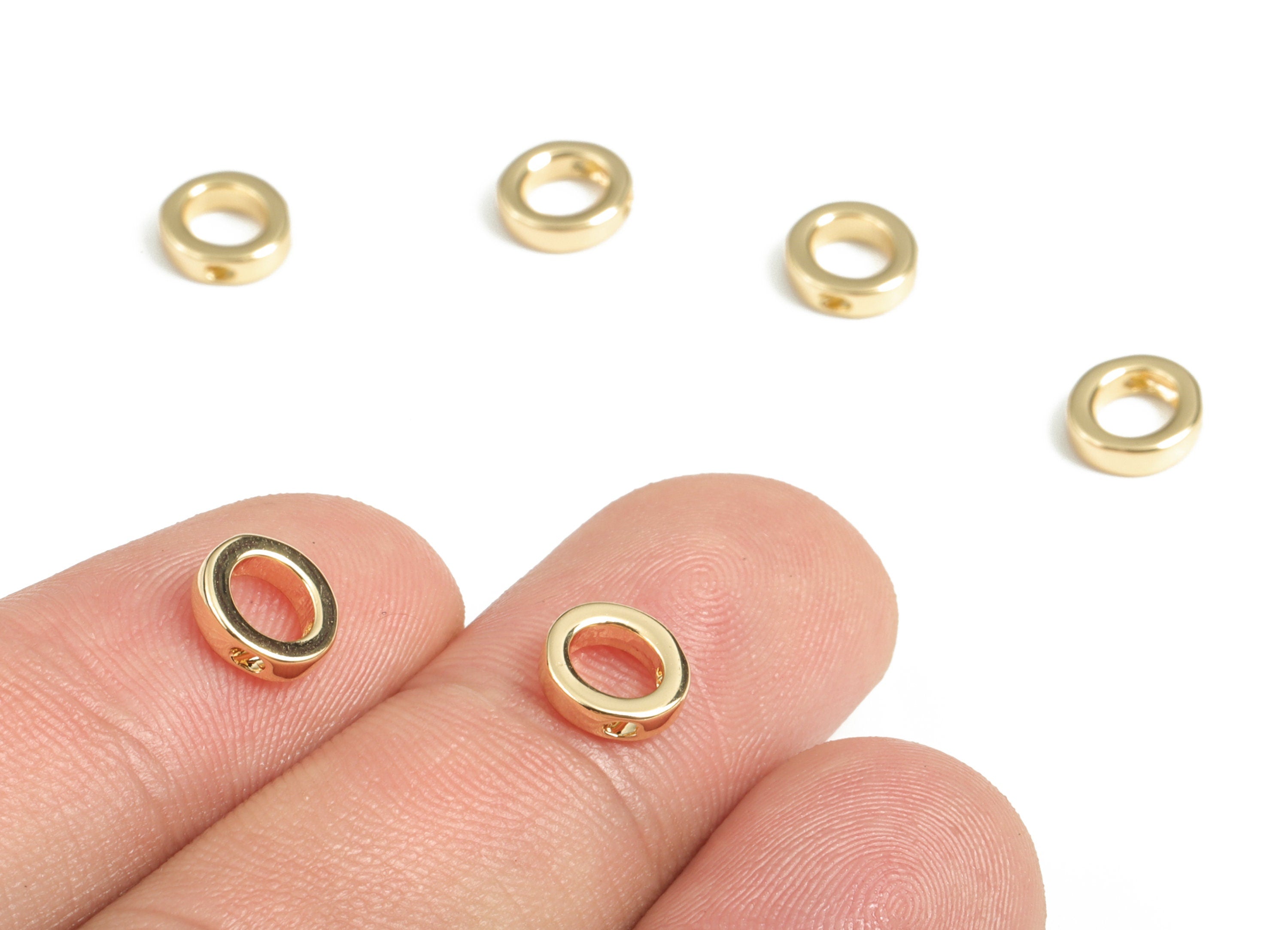 Brass Capital Letter O Charm – Initial Beads – Jewelry Necklace Charms – 18k Real Gold Plated Alphabet Beads–7.41x6.98x2.06mm – RGP2854O - DOMEDBAZAAR