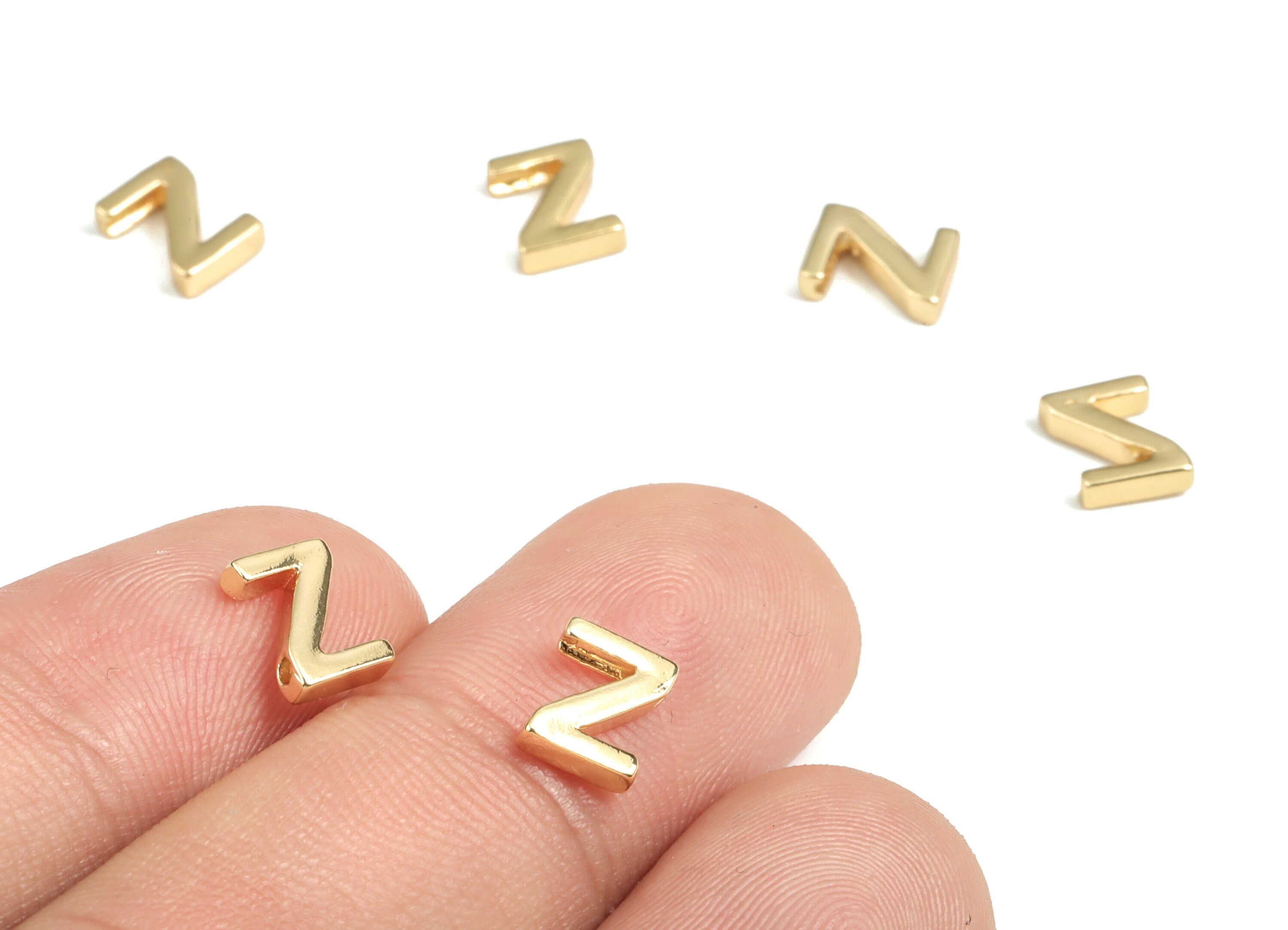 Brass Capital Letter Z Charm – Bracelet Initial Beads –Necklace Charms – 18k Real Gold Plated Alphabet Beads – 7.5x5.78x2.01mm – RGP2854Z - DOMEDBAZAAR