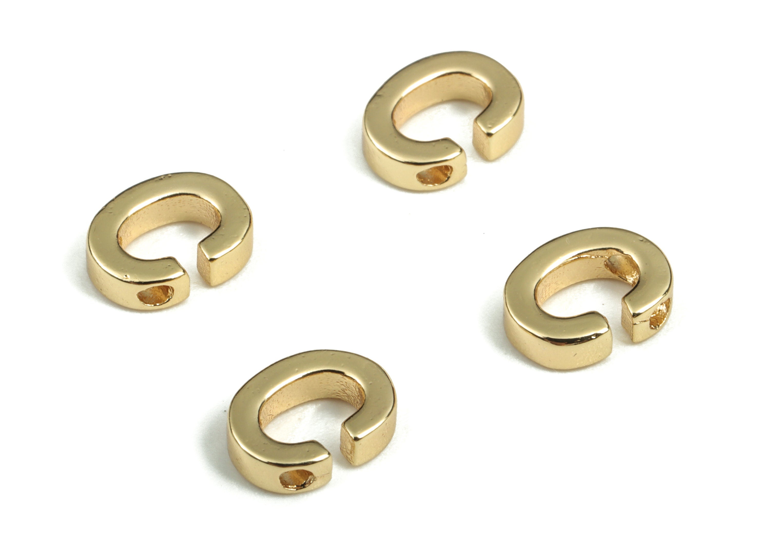 Brass Capital Letter C Charm – Brass Initial Beads – Brass Necklace Charms – 18k Real Gold Plated Alphabet Beads – 7.6x5.69x1.95mm–RGP2854C - DOMEDBAZAAR