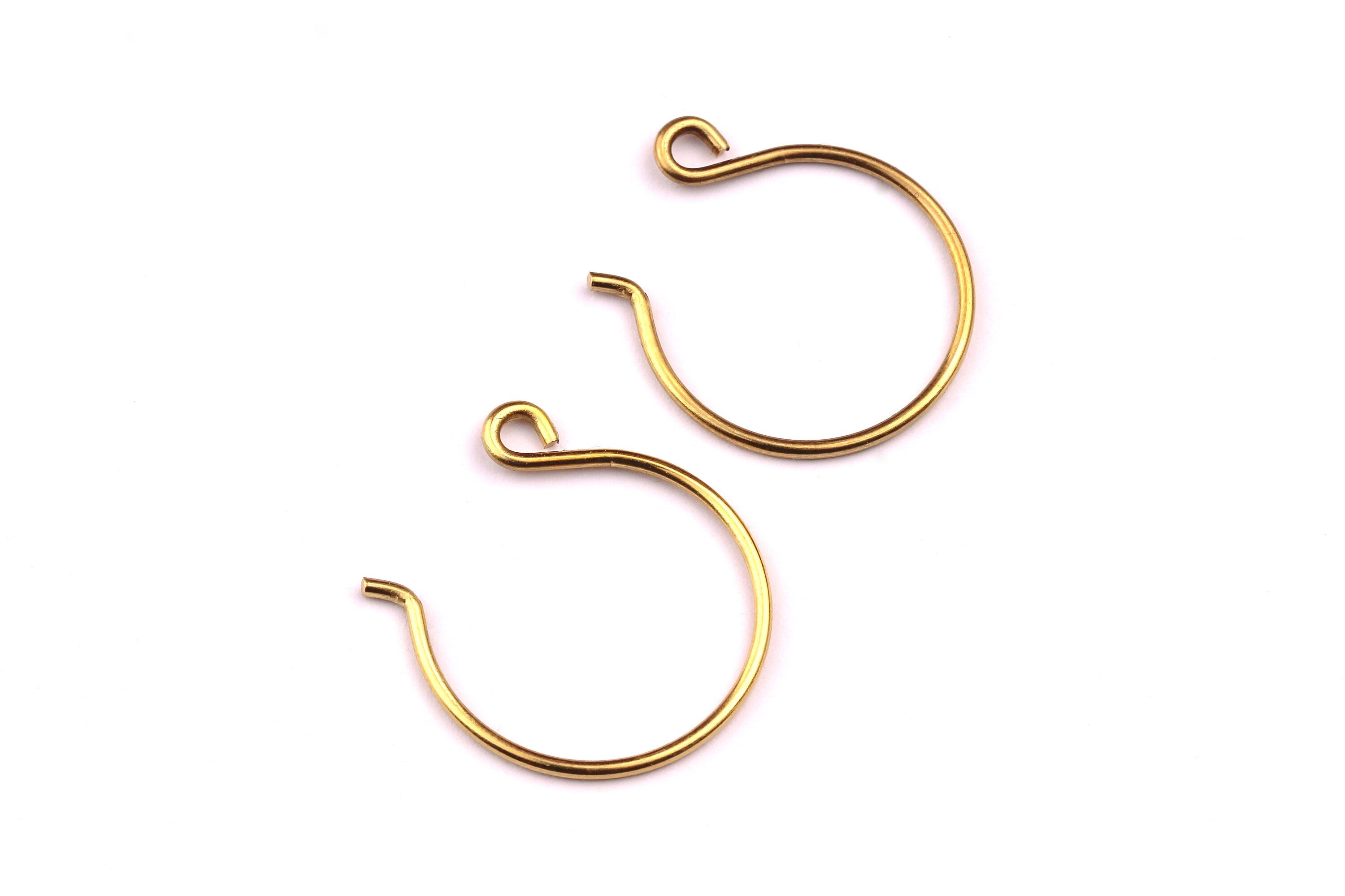 Brass Ear Wire - Raw Brass Earring Wire - Gold Tone - Earring Findings - Jewelry Supplies - 24x22mm - PP1085 - DOMEDBAZAAR