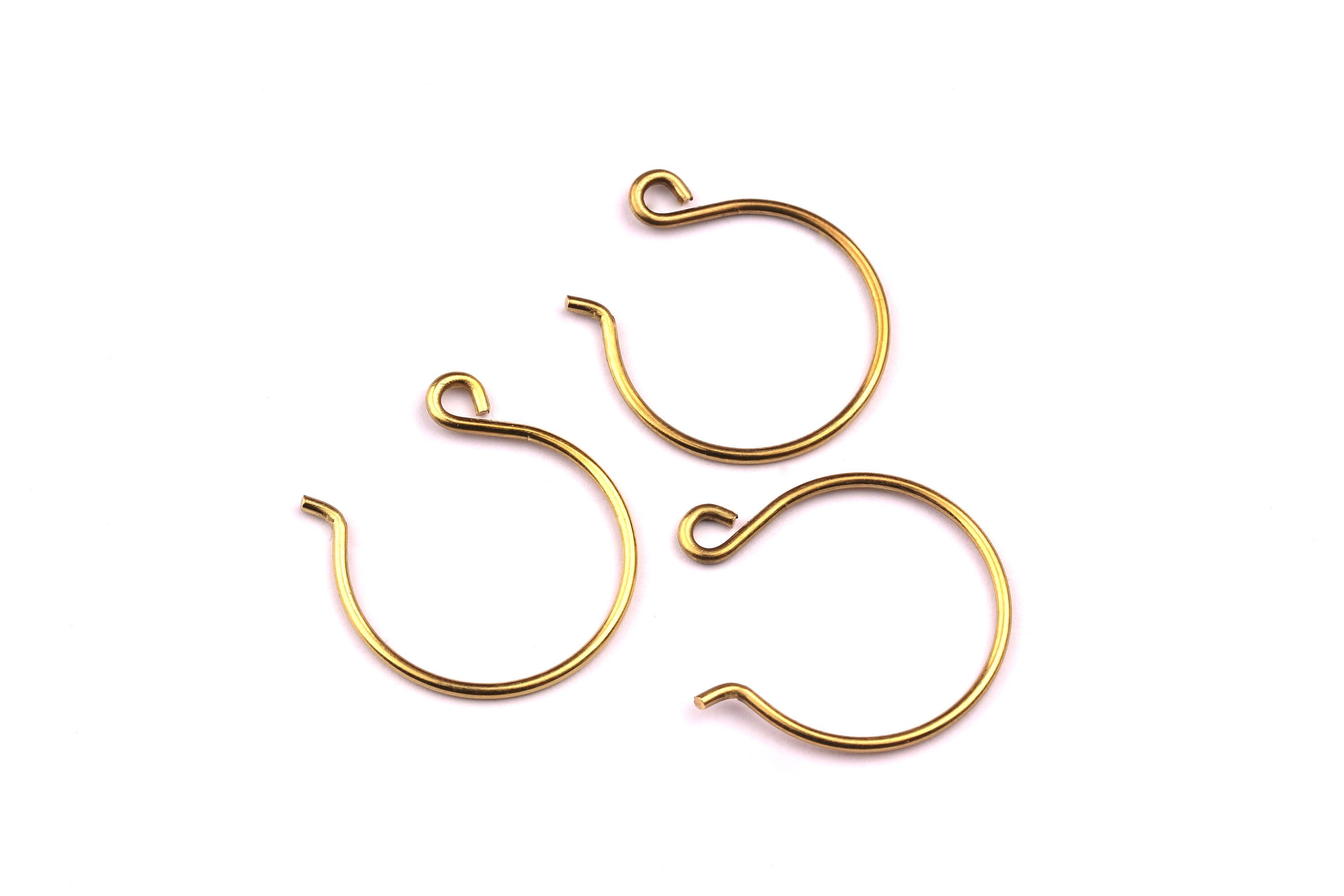 Brass Ear Wire - Raw Brass Earring Wire - Gold Tone - Earring Findings - Jewelry Supplies - 24x22mm - PP1085 - DOMEDBAZAAR