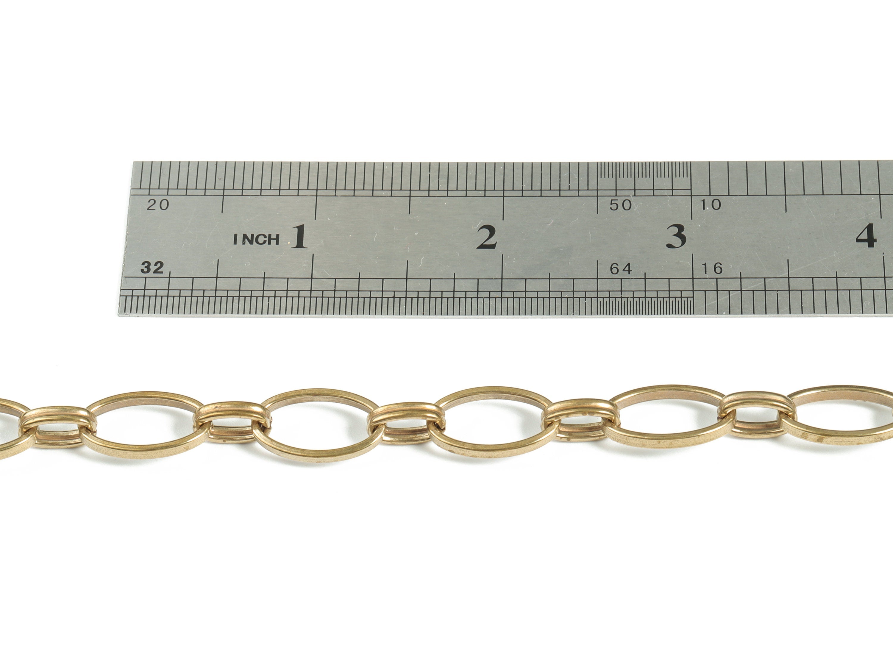 Raw Brass Oval Rolo Cable Chain - Round Link Cable Chain - Oval Paper Clip Layering ChainFor Necklace Bracelet - 0.68"x0.40"x0.08" - CC1182 - DOMEDBAZAAR