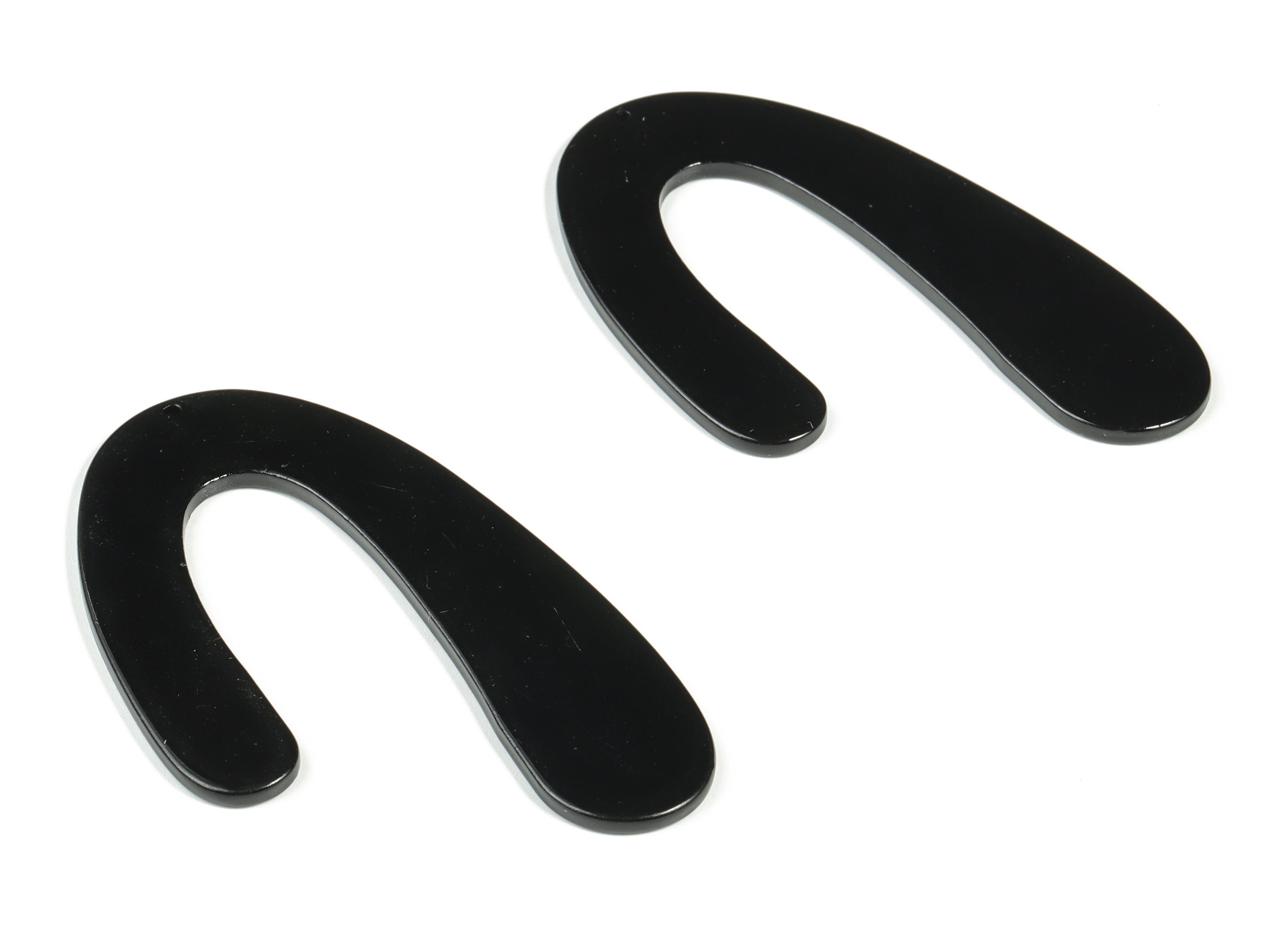 Acrylic U Earring Charms – Black Acrylic U Pendant - Earring Finding - Jewelry Supplies - Color Code: A66 - 82.47x50.43x2.71mm - AC2209-A66 - DOMEDBAZAAR