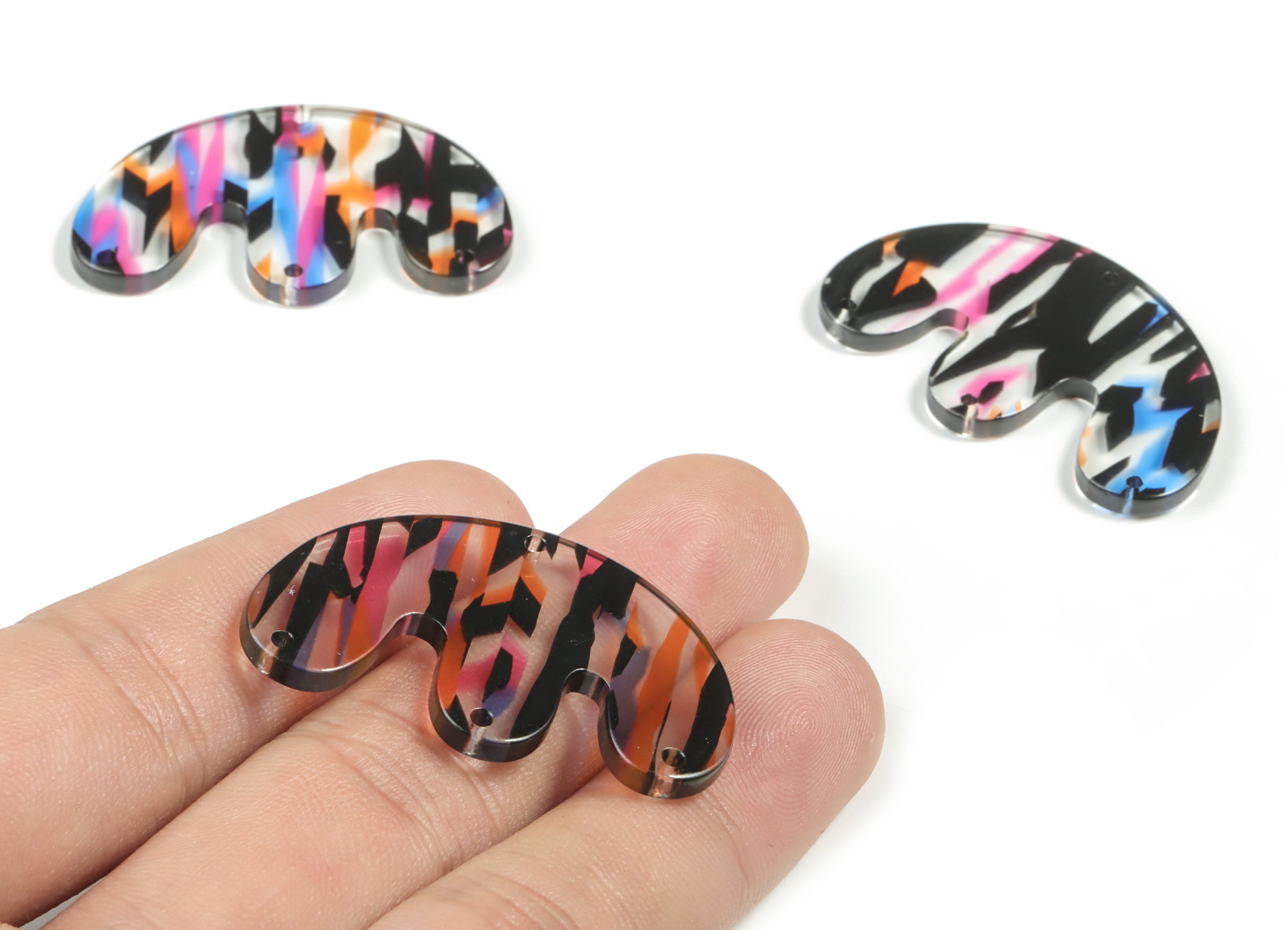 Acrylic E Earring Connector - Acrylic Geometry Charms - Jewelry Making Supplies - Color Code: A565 - 39.75x24.77x2.84mm - AC2230-A565 - DOMEDBAZAAR