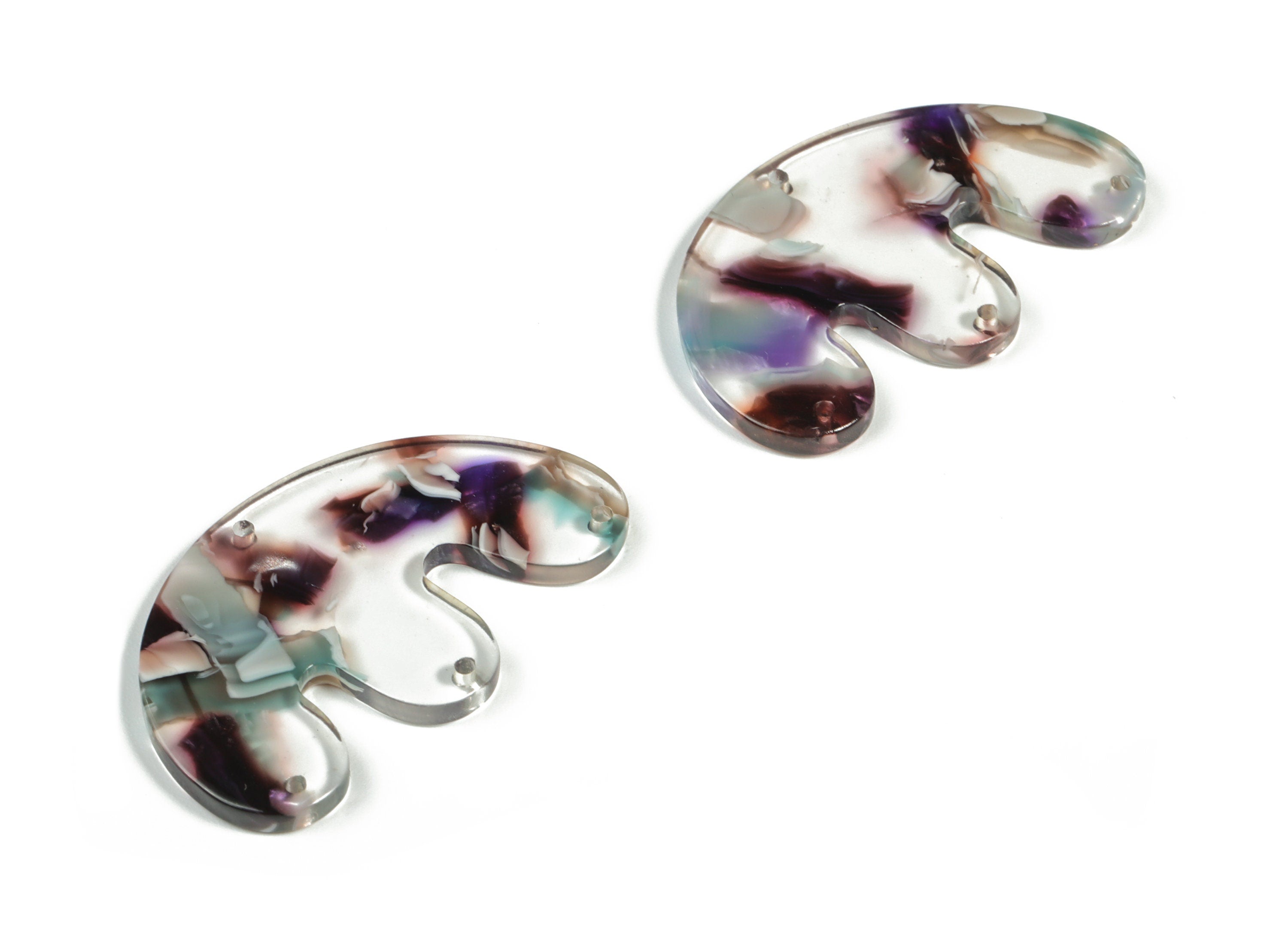 Acrylic E Earring Connector - Acrylic Geometry Charms - Jewelry Making Supplies - Color Code:A573 - 39.52x24.49x2.6mm - AC2230-A573 - DOMEDBAZAAR