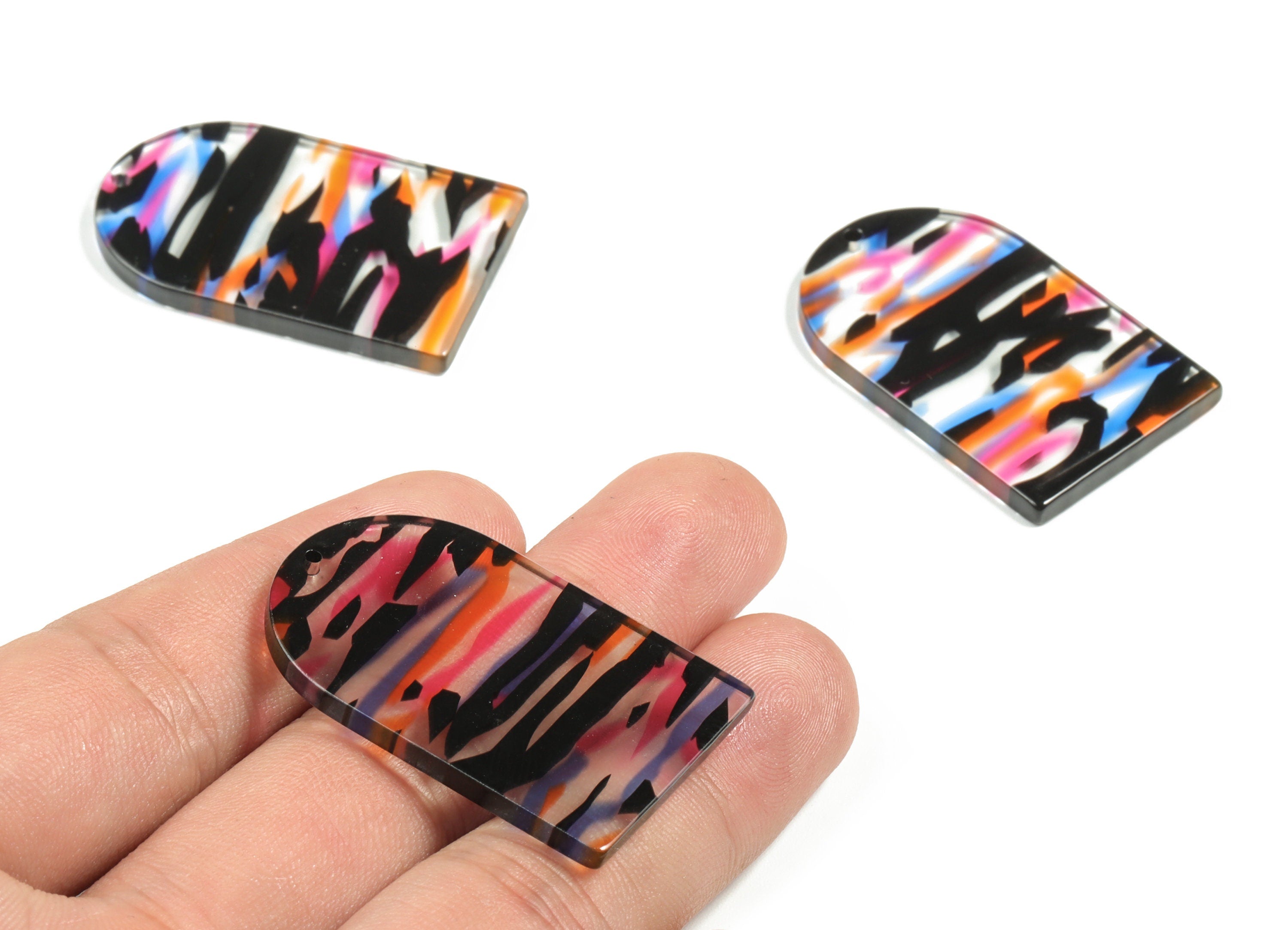 Acrylic D Earring Charms – Colorful D Pendant - Earring Finding – DIY Jewelry Supplies - Color Code:A565 - 40.01x25.61x2.93mm - AC2229-A565 - DOMEDBAZAAR