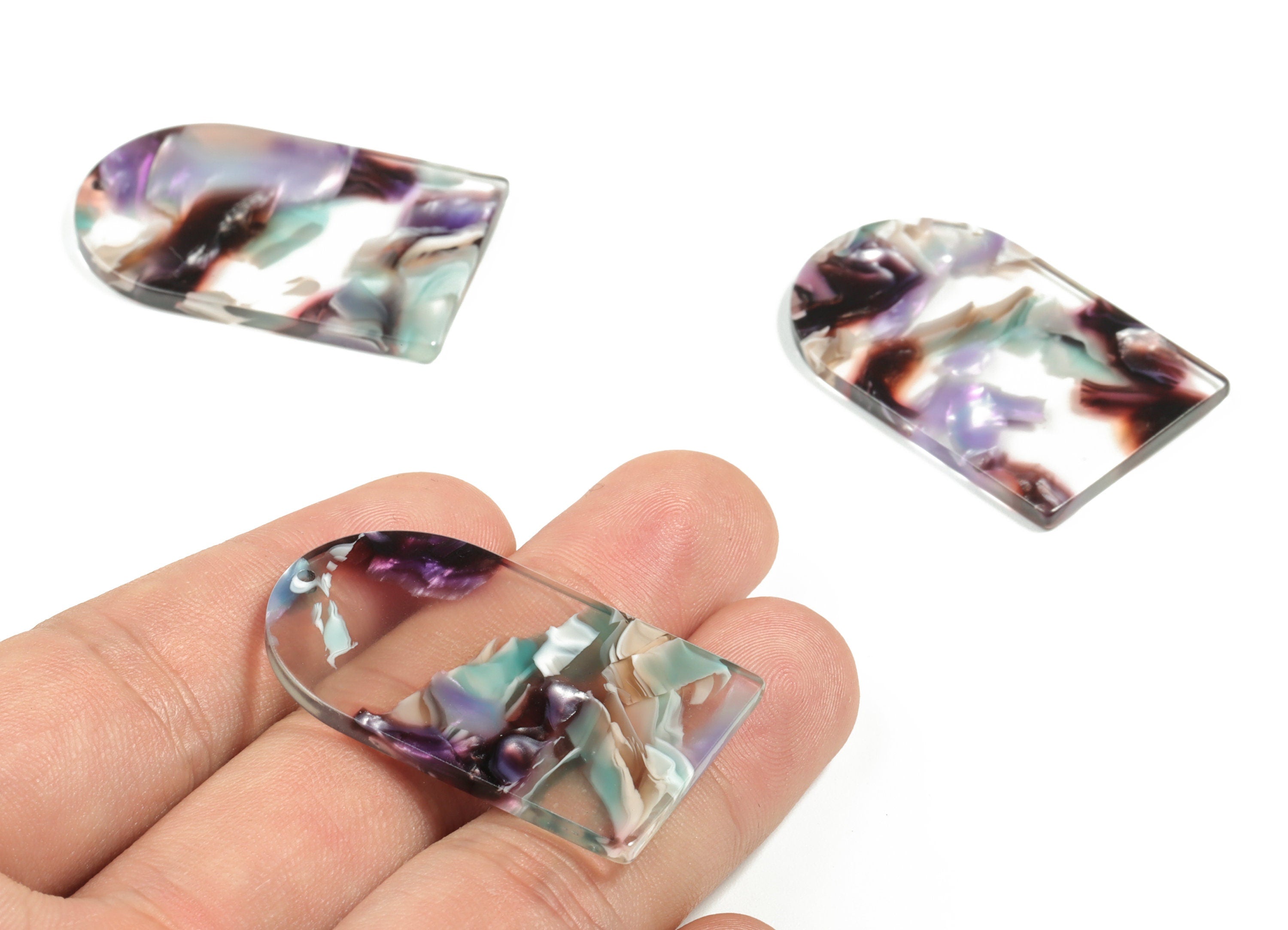 Acrylic D Earring Charms - Acrylic D Pendant - Earring Finding - Jewelry Making Supplies - Color Code:A573 - 39.84x25.75x2.3mm - AC2229-A573 - DOMEDBAZAAR