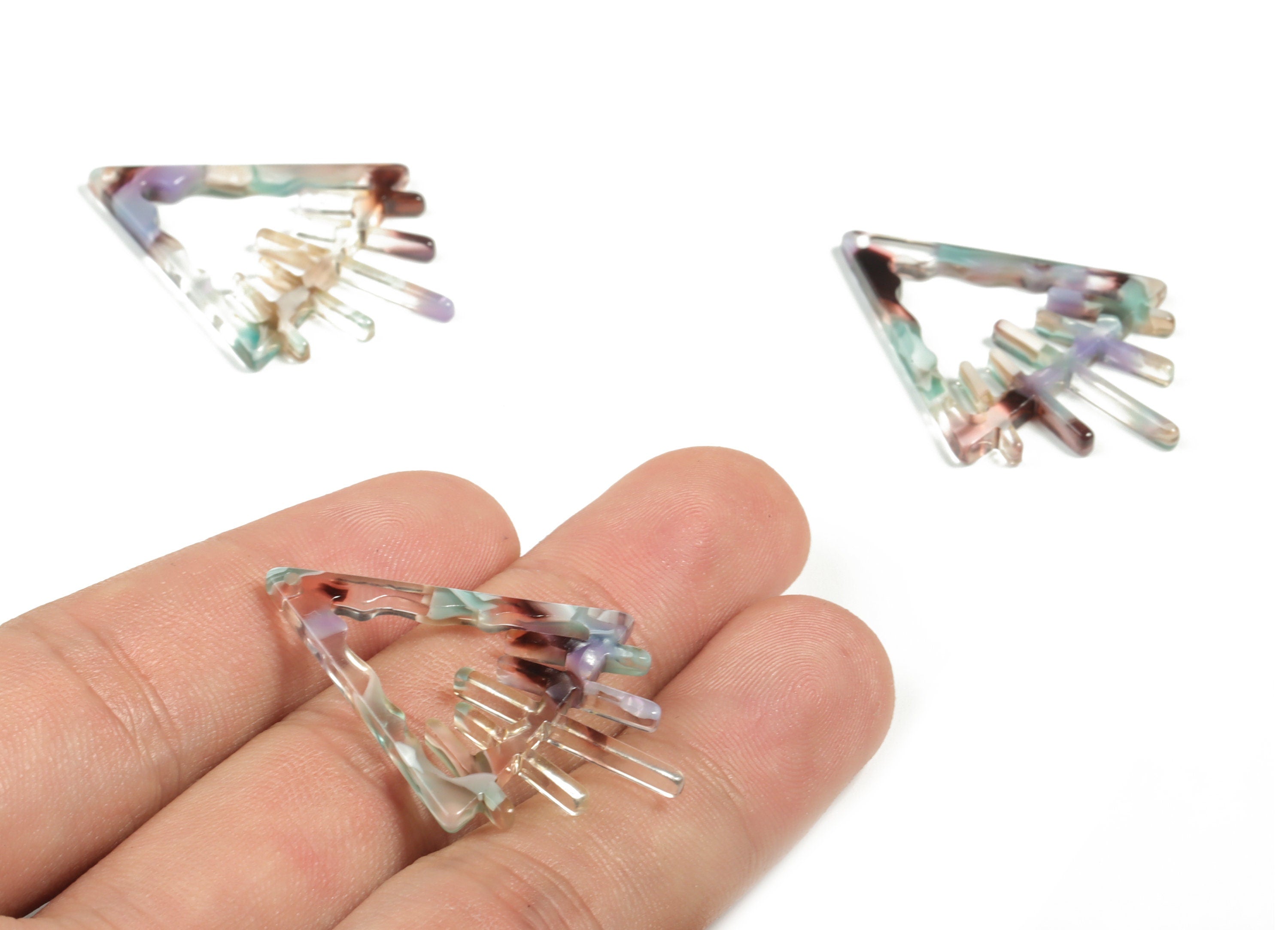 Acrylic Triangle Earring Charms - Acrylic Triangle Pendant - Jewelry Making Supplies - Color Code:A573 - 37.93x28.36x2.95mm - AC2233-A573 - DOMEDBAZAAR